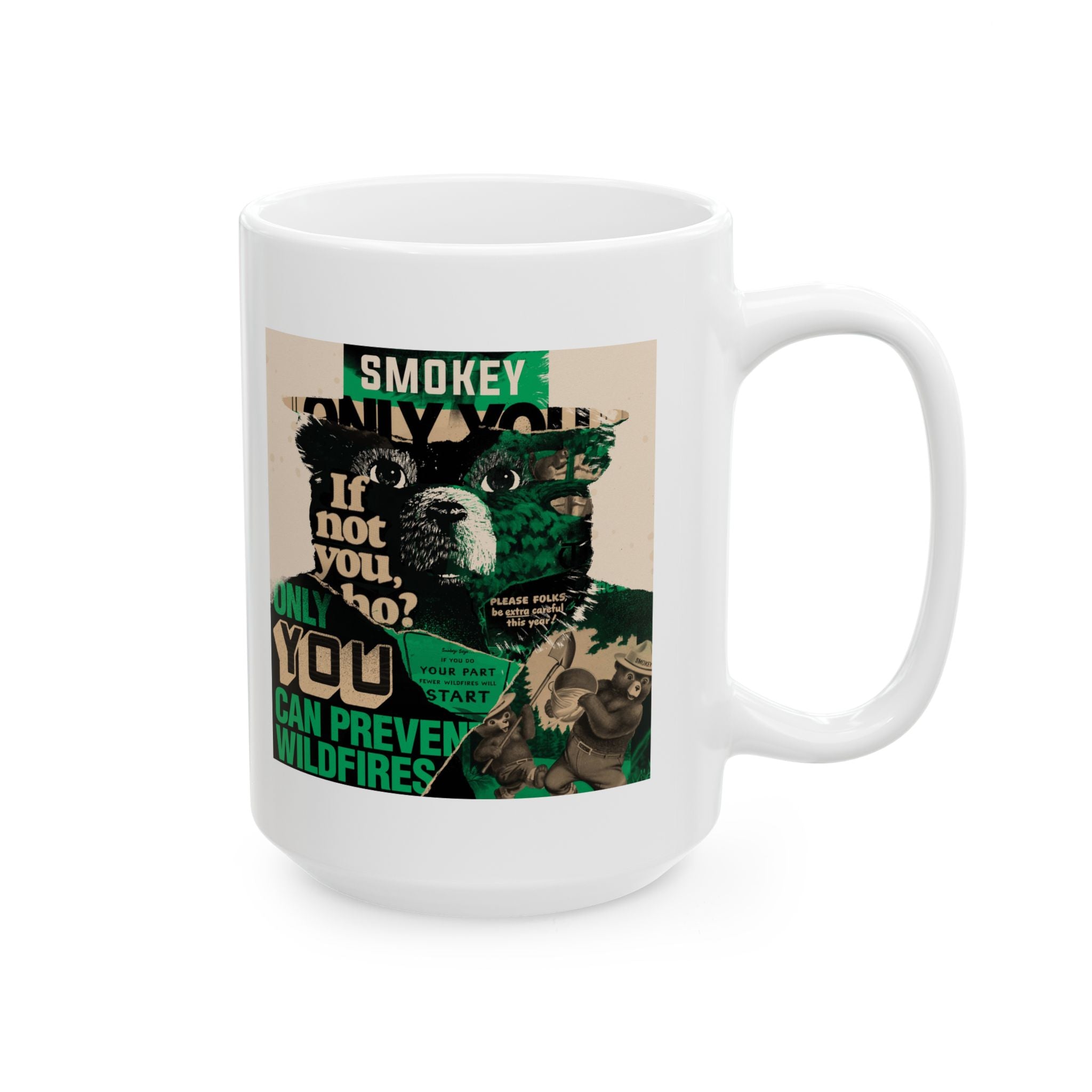 Smokey Bear Firefighter Coffee Mug, Tea Cup, Gift for First Responders, Campfire Enthusiasts, Firefighters Appreciation, Firefighting, Fire