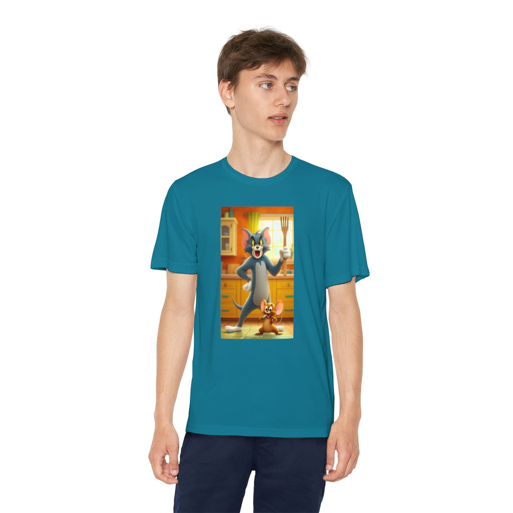 Youth Competitor Tee with Tom And Jerry design, Cartoon Graphic Kid's T-Shirt, Kids Tee, Children's Clothing, Funny Tee for Boys and Girls