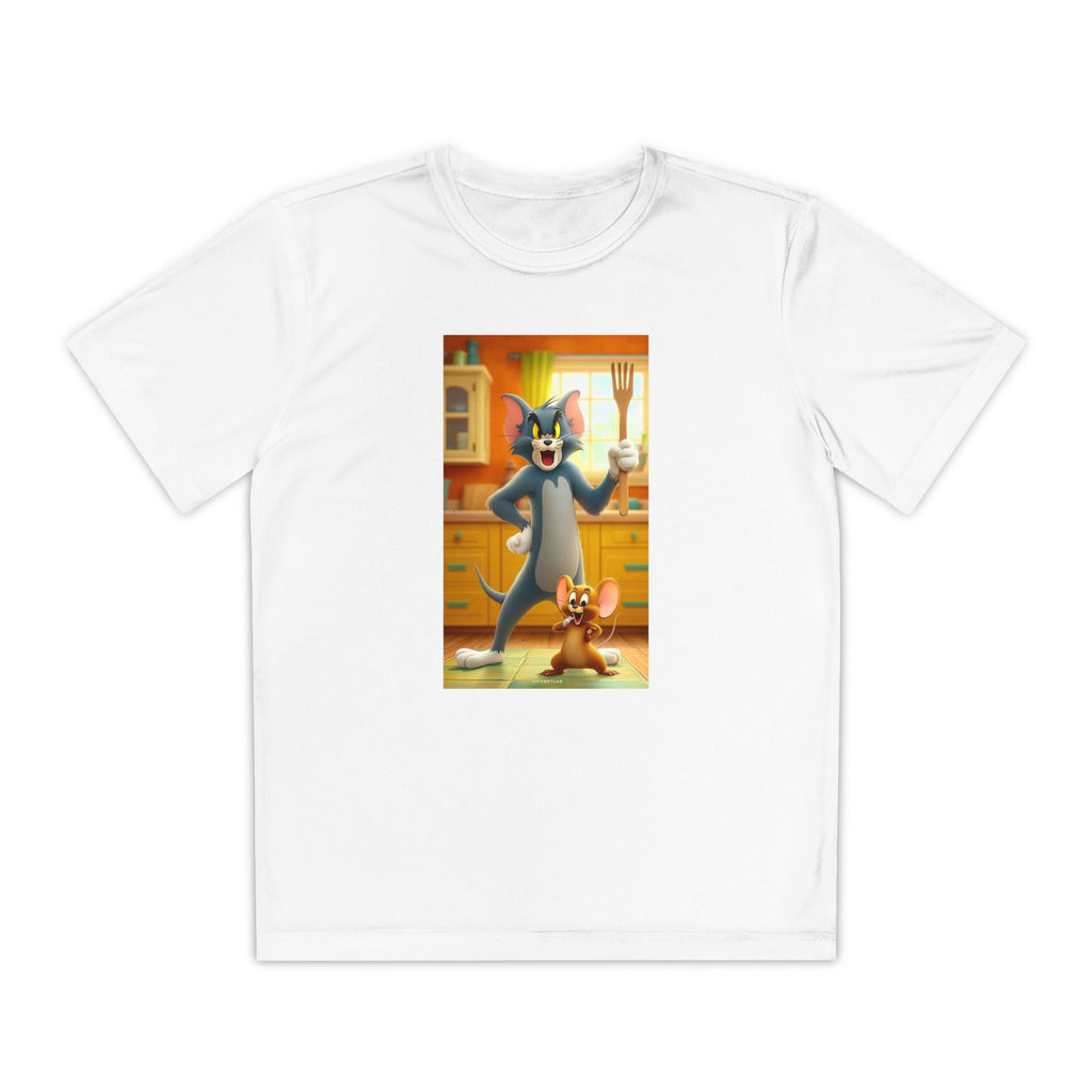 Youth Competitor Tee with Tom And Jerry design, Cartoon Graphic Kid's T-Shirt, Kids Tee, Children's Clothing, Funny Tee for Boys and Girls