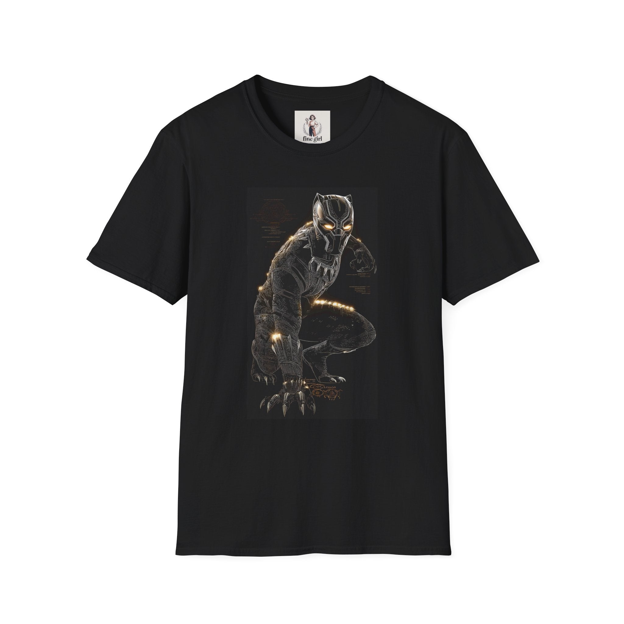 The Black Panther Superhero Marvel Unisex Softstyle T-Shirt, Comic Book Tee, Geeky Clothing, Cosplay Costume Top