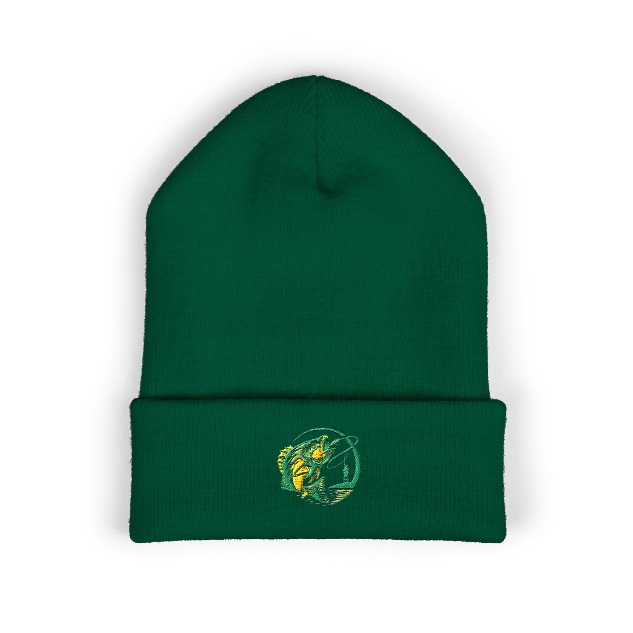 Embroidered Fishing Beanie, Fisherman Gift, Outdoor Winter Hat, Fishing Lover Apparel, Fishing Beanie with Embroidery