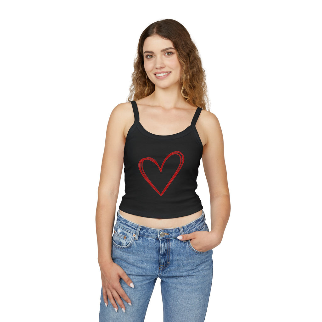 Heart Tank Top, Love Cami, Valentine's Day Shirt, Romantic Sleeveless Tee, Women's Summer Blouse, Cute Spaghetti Strap Tank