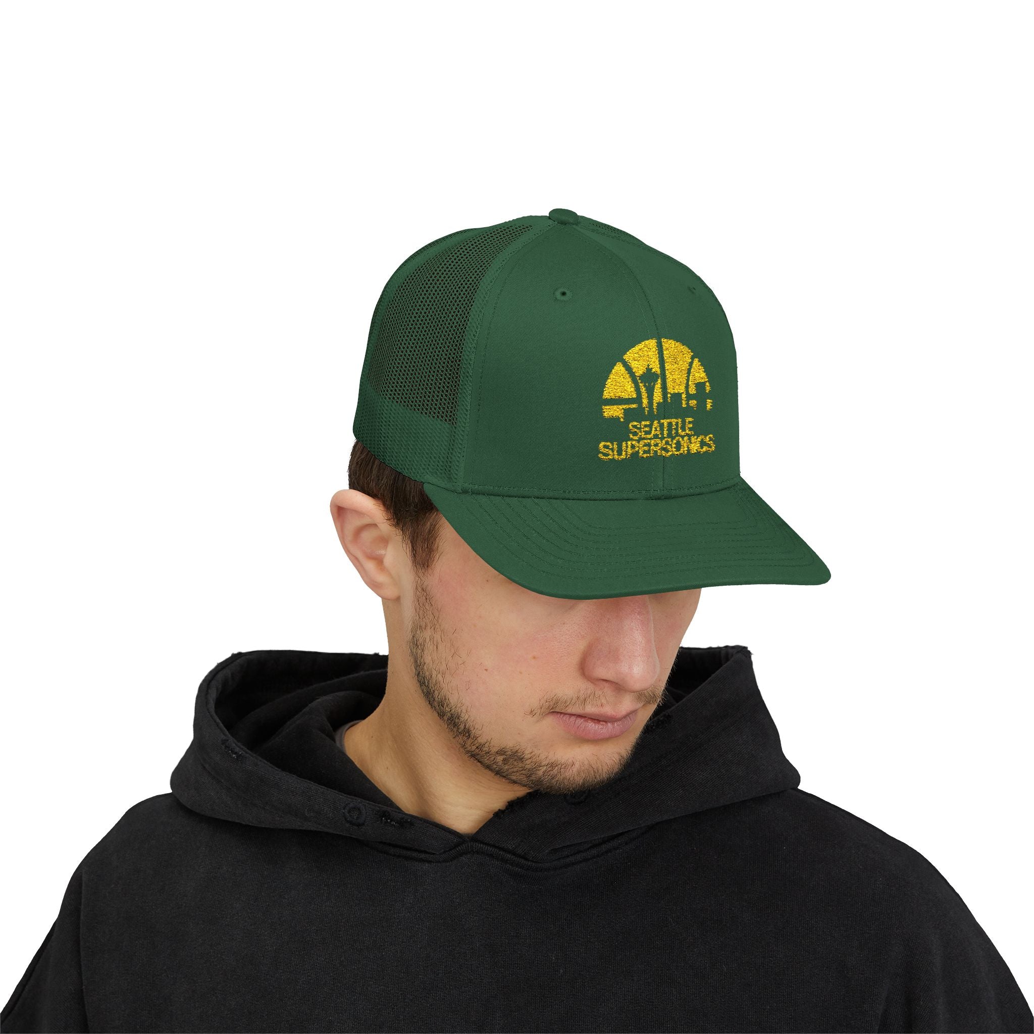 The Seattle SuperSonics Snapback Trucker Cap, American Flag Hat, Outdoor Cap, Casual Wear, Gift for Dad, 4th of July Apparel