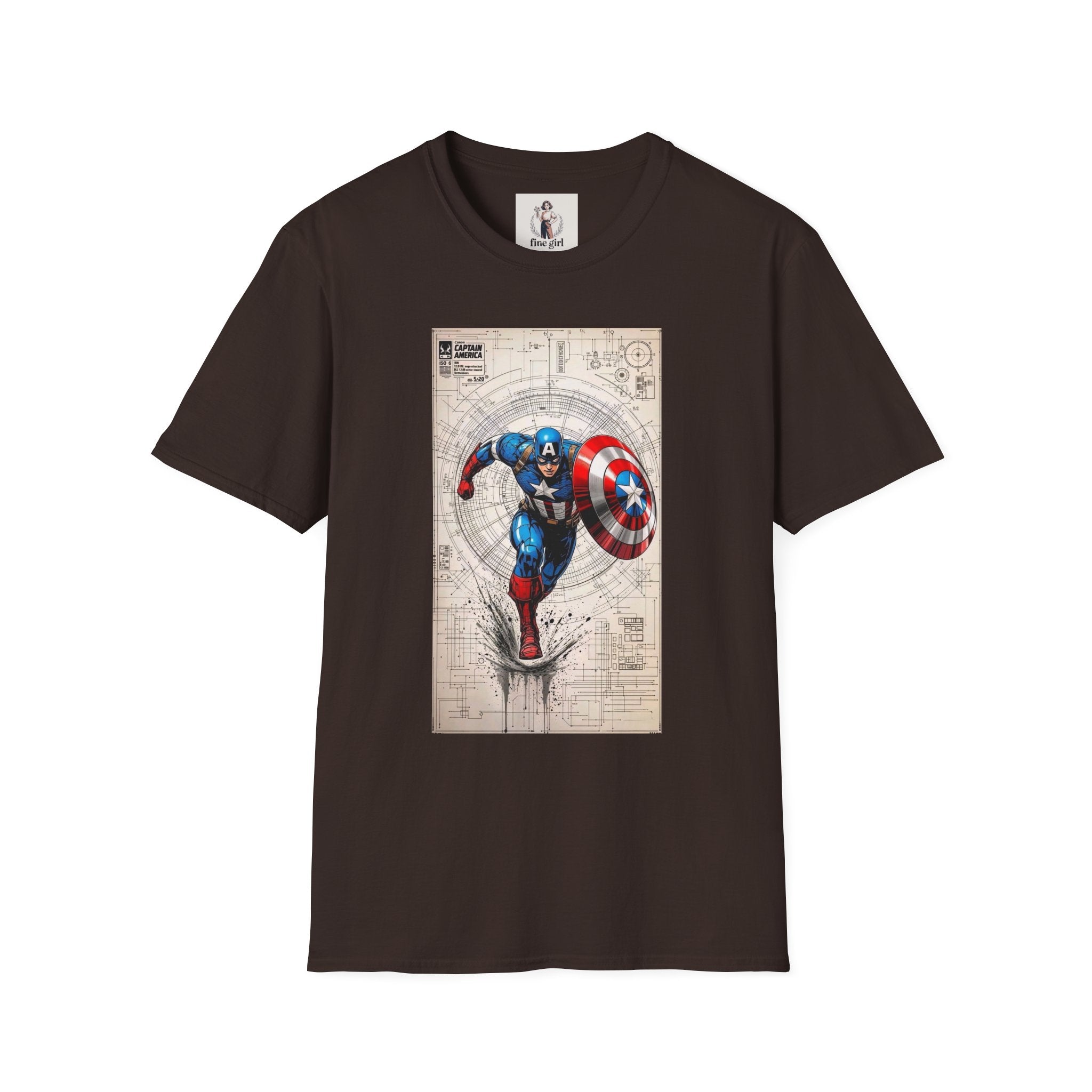 Captain America Superhero Marvel Unisex Softstyle T-Shirt, Comic Book Tee, Graphic Novel Shirt, Geeky Clothing, Cosplay Costume Top