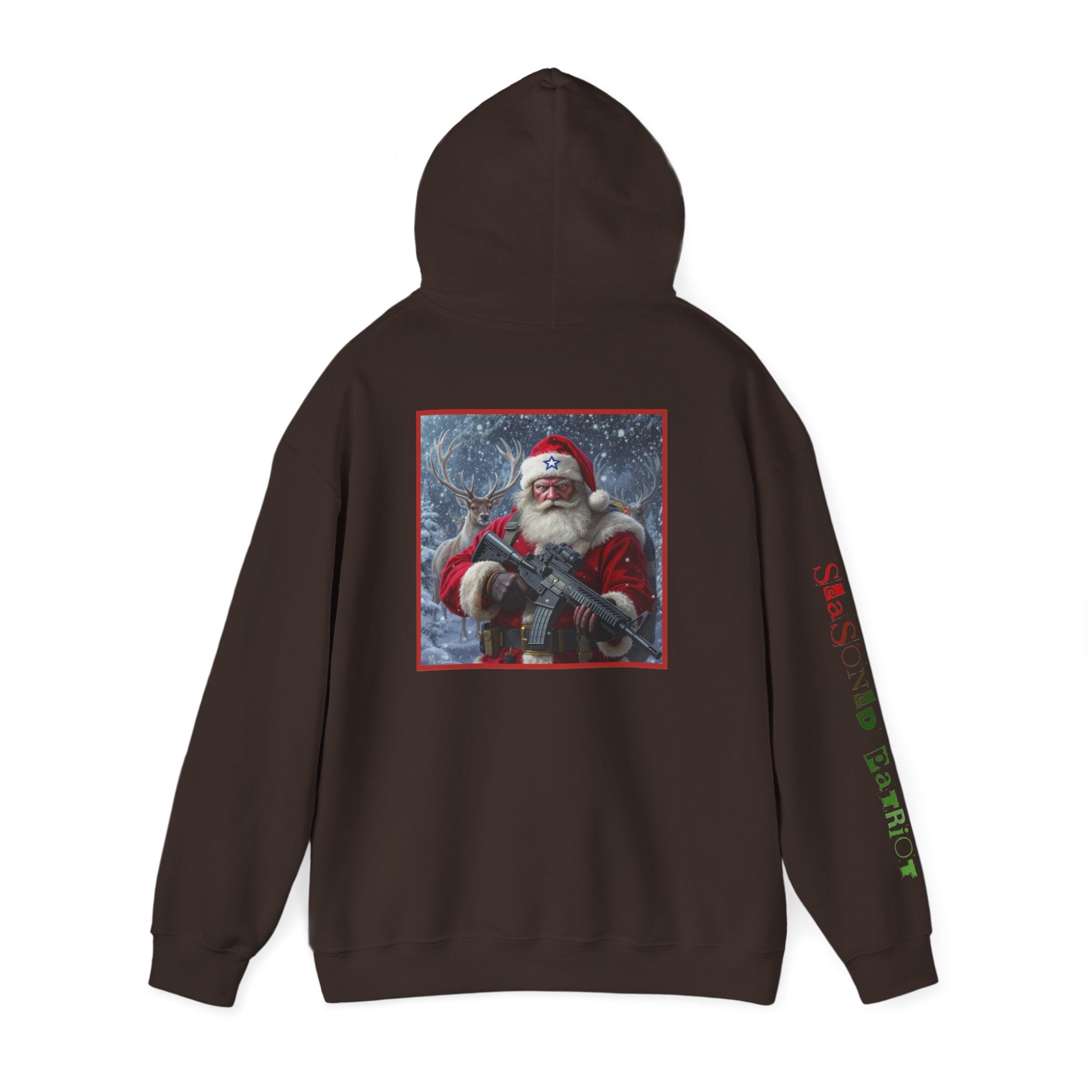 Christmas Santa Claus Patriotic USA Hoodie, Sweatshirt, Unisex Hooded Pullover, Holiday Outerwear, Festive Winter Apparel