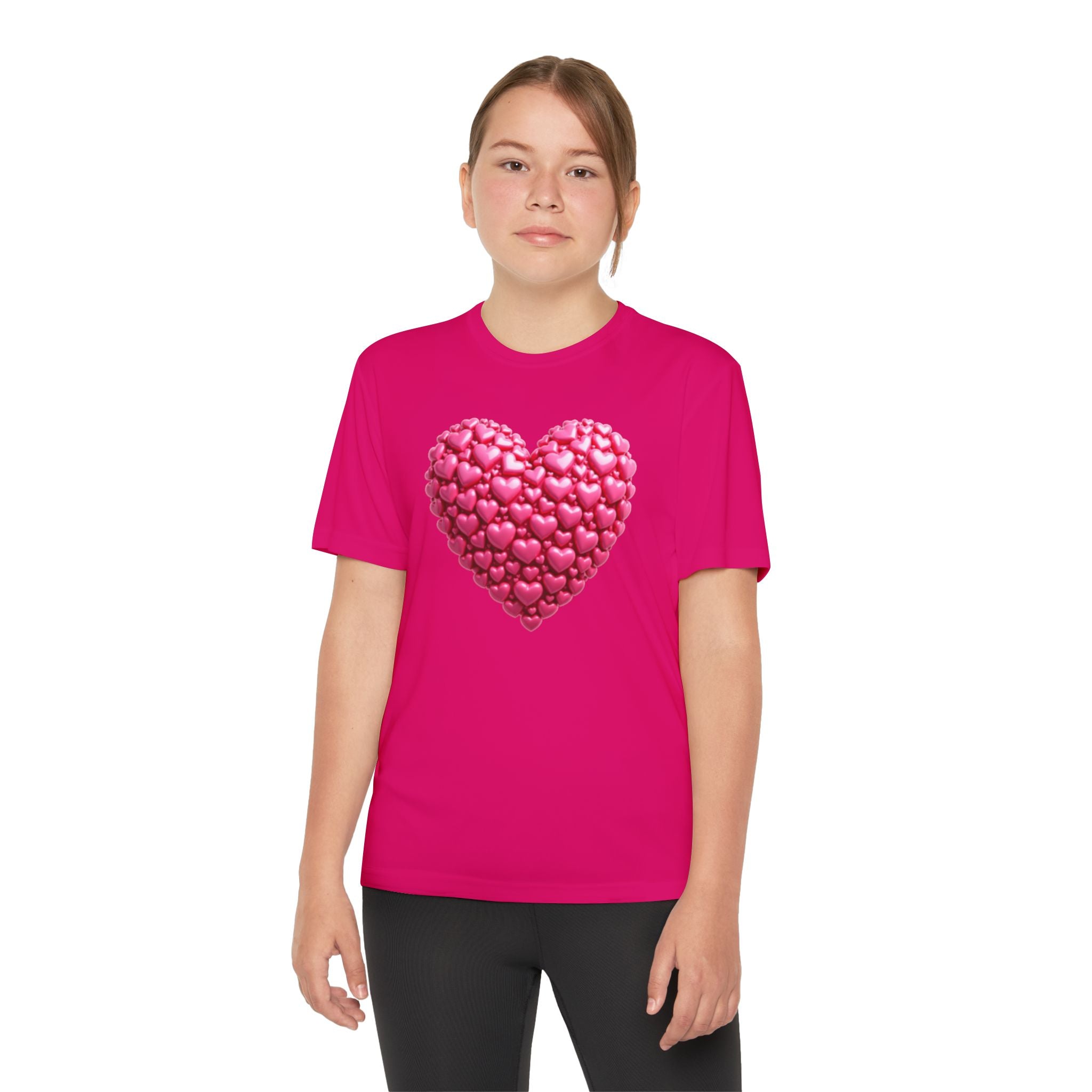 Heart Youth T-Shirt Sports Graphic Tee, Cool Athletic Shirt for Kids, Perfect for Sports Events, Team Spirit