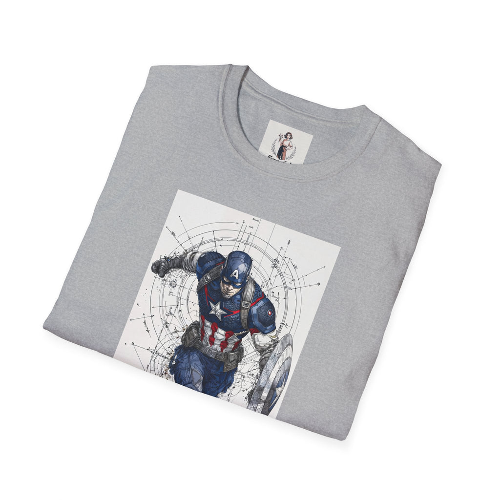 Captain America Superhero Marvel Unisex Softstyle T-Shirt, Comic Book Tee, Geeky Clothing, Cosplay Costume Top