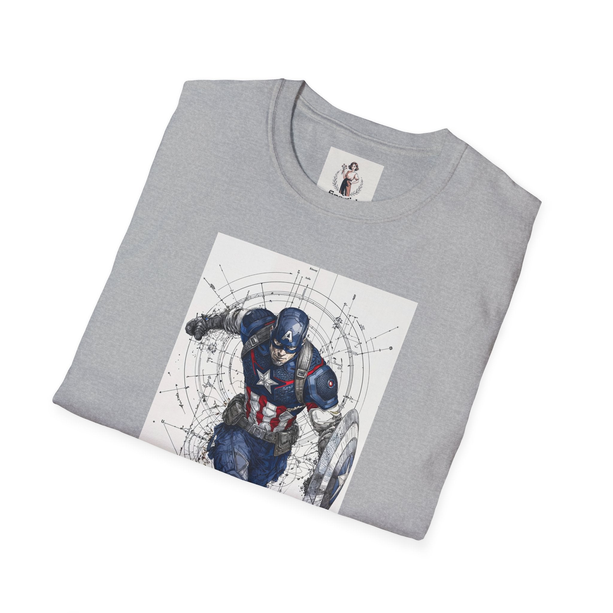 Captain America Superhero Marvel Unisex Softstyle T-Shirt, Comic Book Tee, Geeky Clothing, Cosplay Costume Top