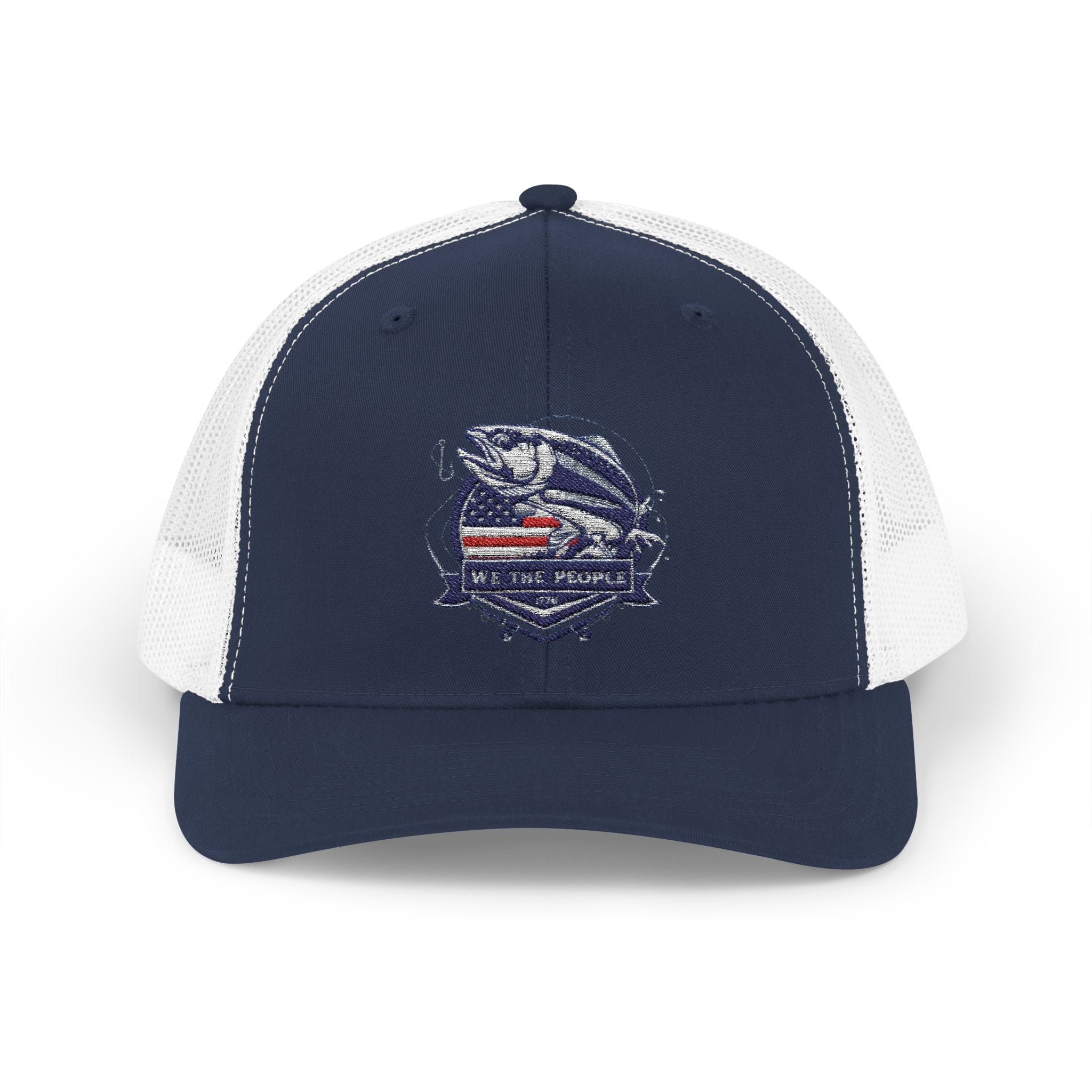 Fishing Patriotic Snapback Trucker Cap with Thin Red Line Design, Ideal for First Responders, Supportive Gifts, Memorials, Everyday Wear