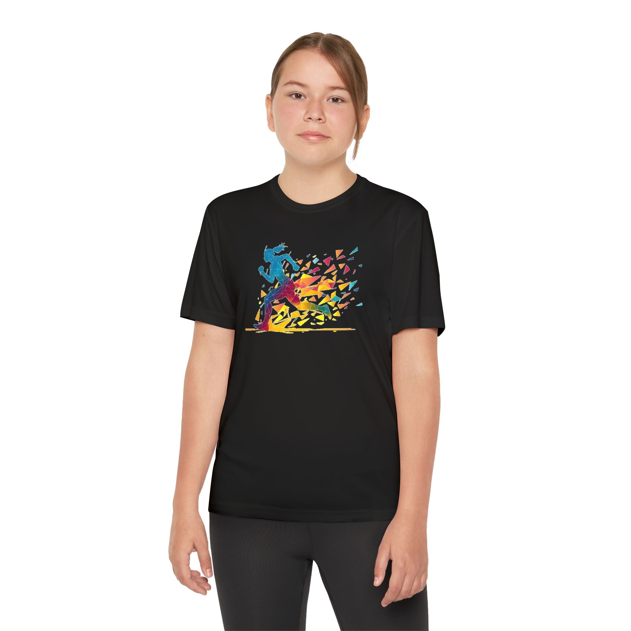 Running Youth T-Shirt Sports Graphic Tee, Cool Athletic Shirt for Kids, Perfect for Sports Events, Team Spirit