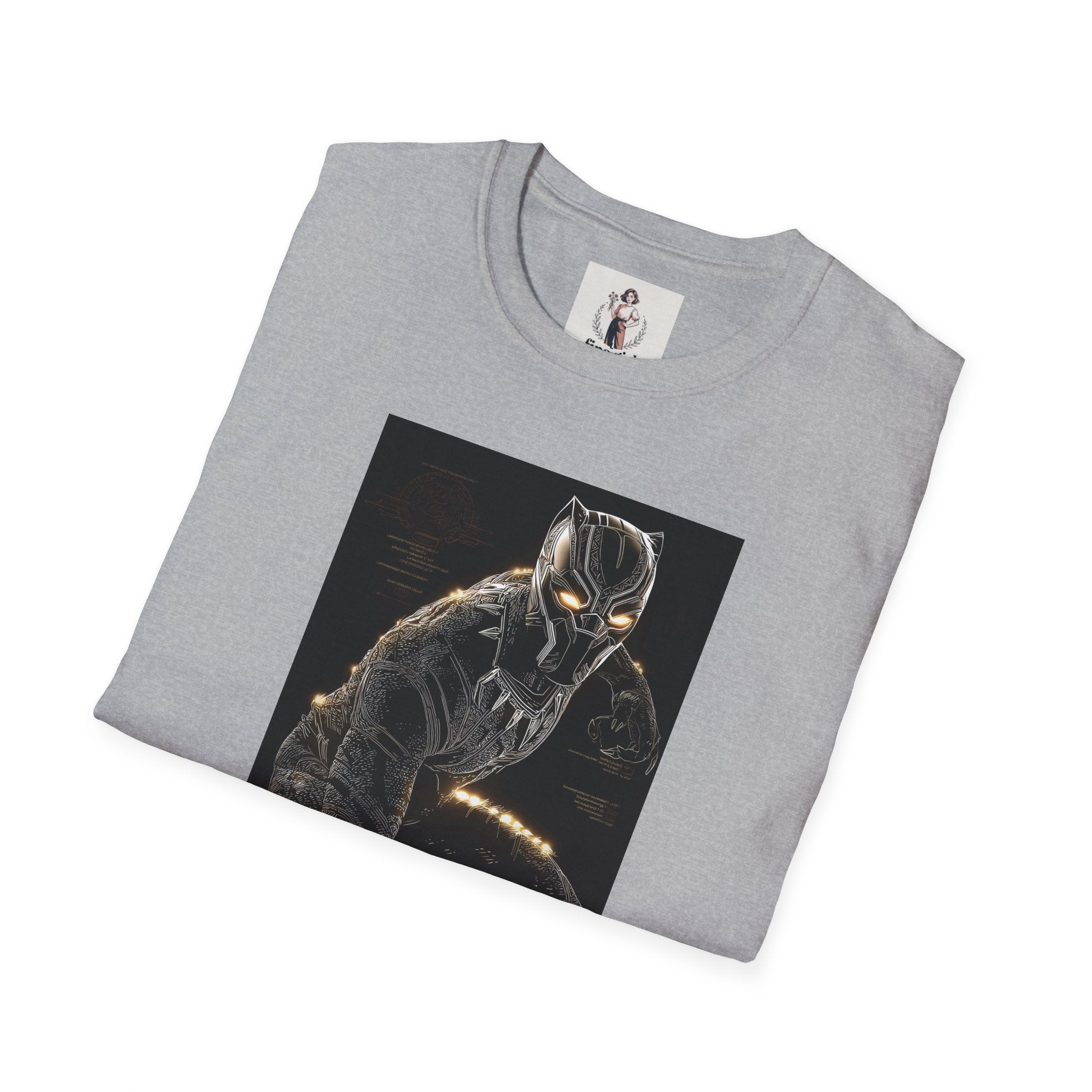 The Black Panther Superhero Marvel Unisex Softstyle T-Shirt, Comic Book Tee, Geeky Clothing, Cosplay Costume Top