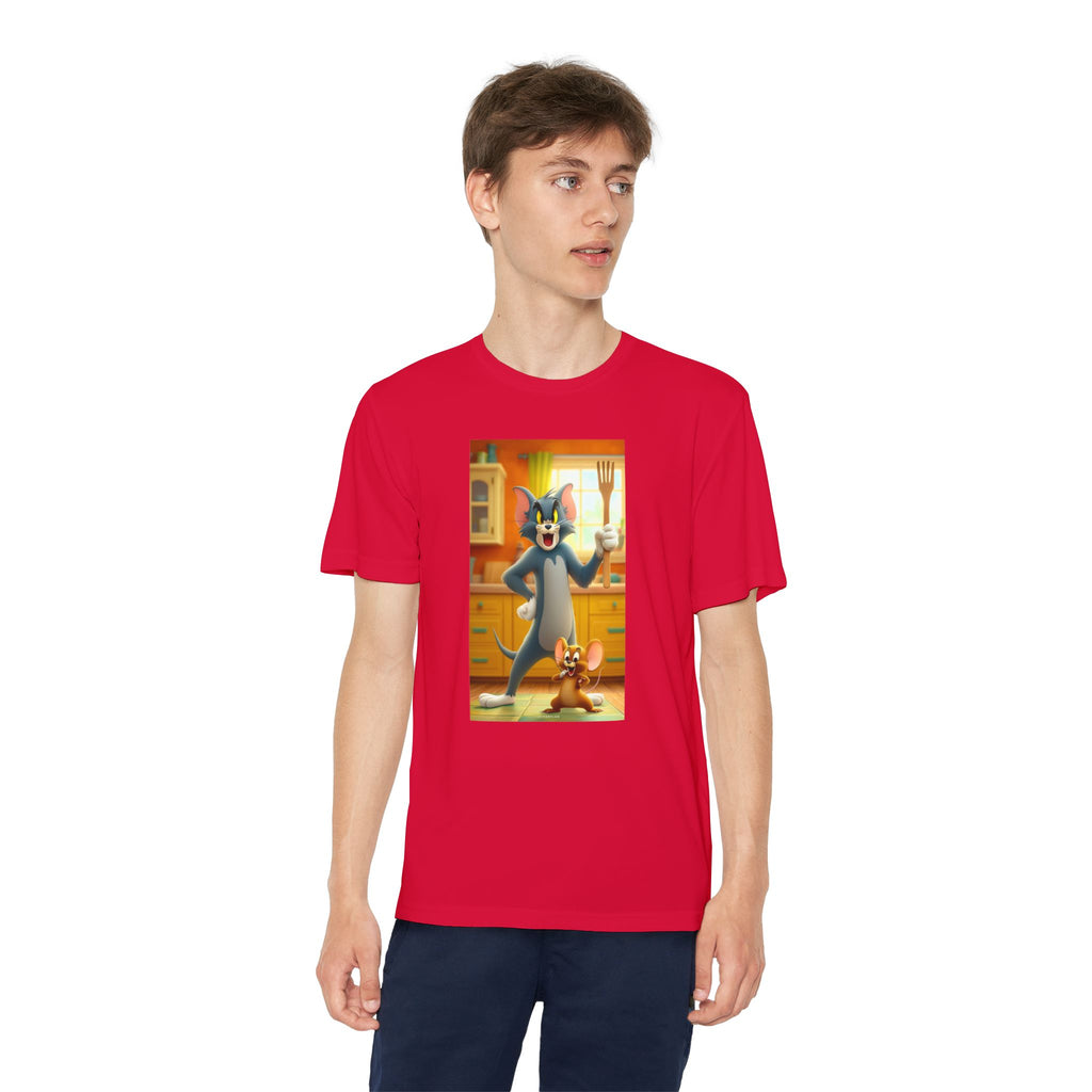 Youth Competitor Tee with Tom And Jerry design, Cartoon Graphic Kid's T-Shirt, Kids Tee, Children's Clothing, Funny Tee for Boys and Girls