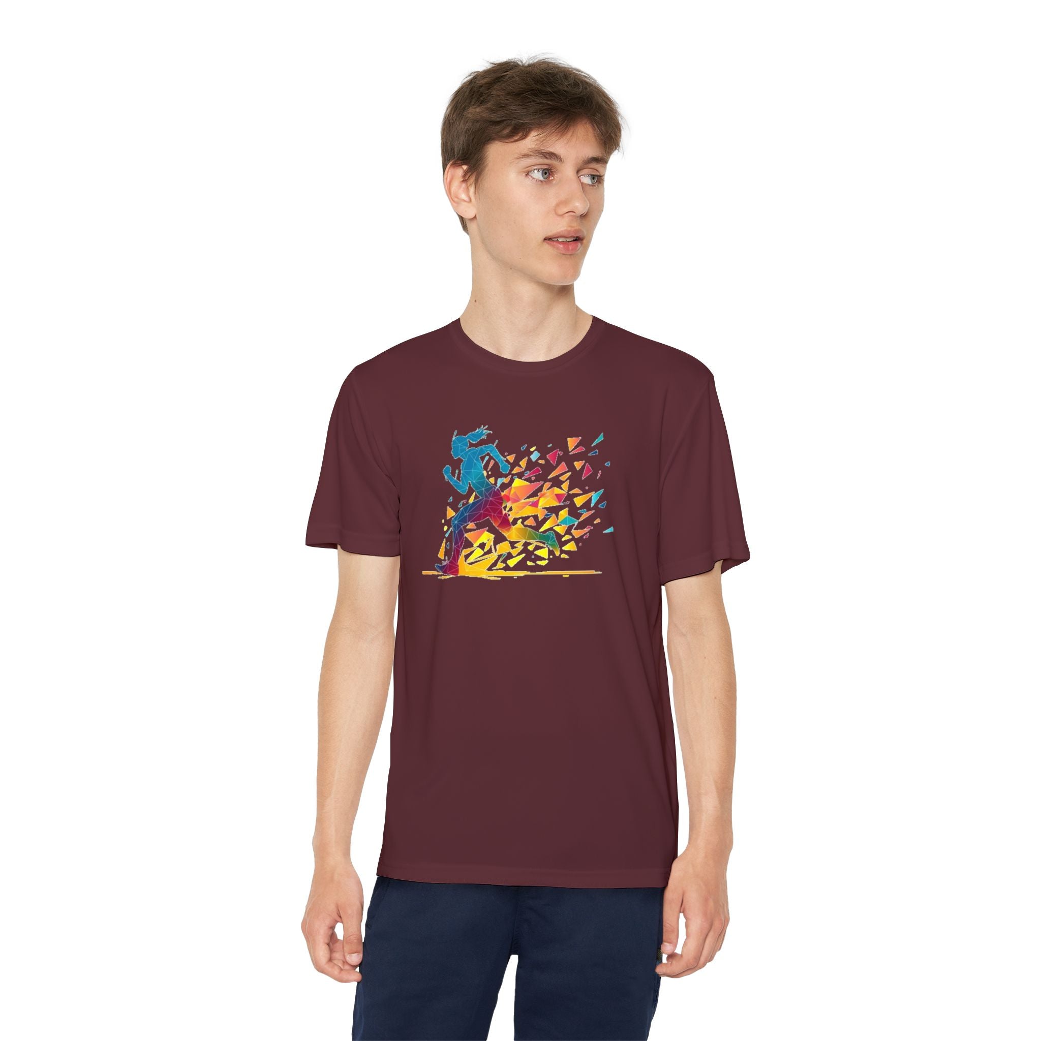 Running Youth T-Shirt Sports Graphic Tee, Cool Athletic Shirt for Kids, Perfect for Sports Events, Team Spirit