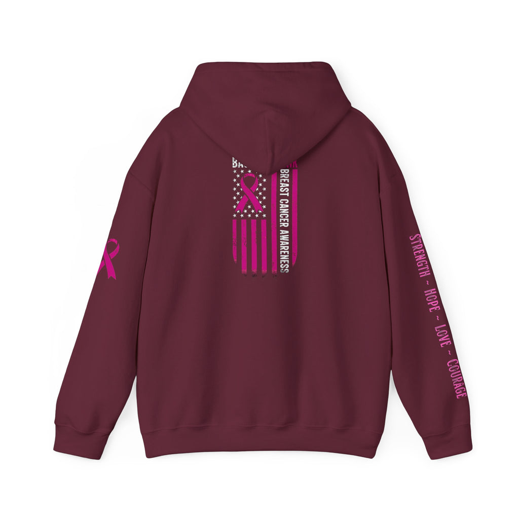 Breast Cancer Awareness Month Patriotic Hoodie ~ Rebel Spirit Unisex Hoodie