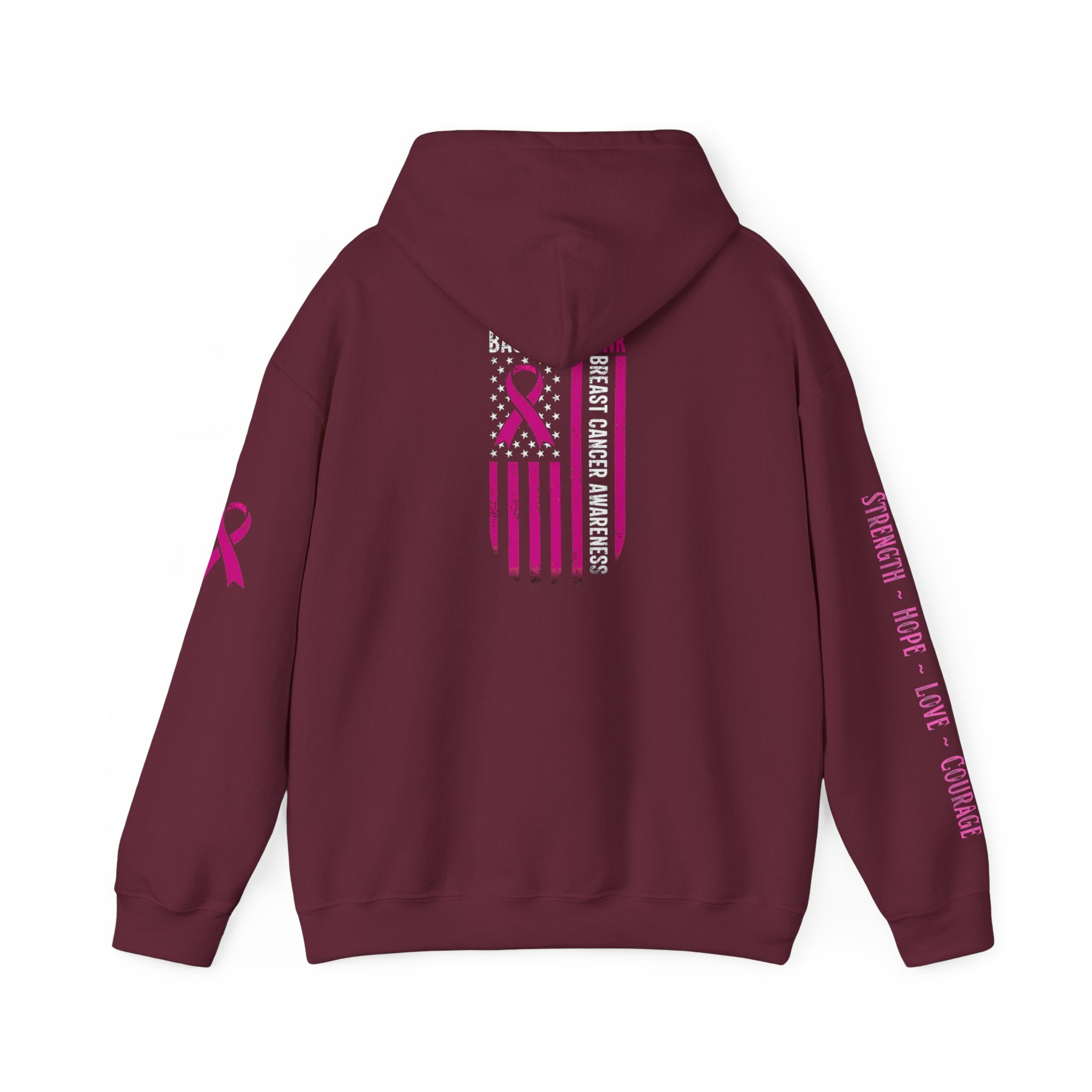 Breast Cancer Awareness Month Patriotic Hoodie ~ Rebel Spirit Unisex Hoodie