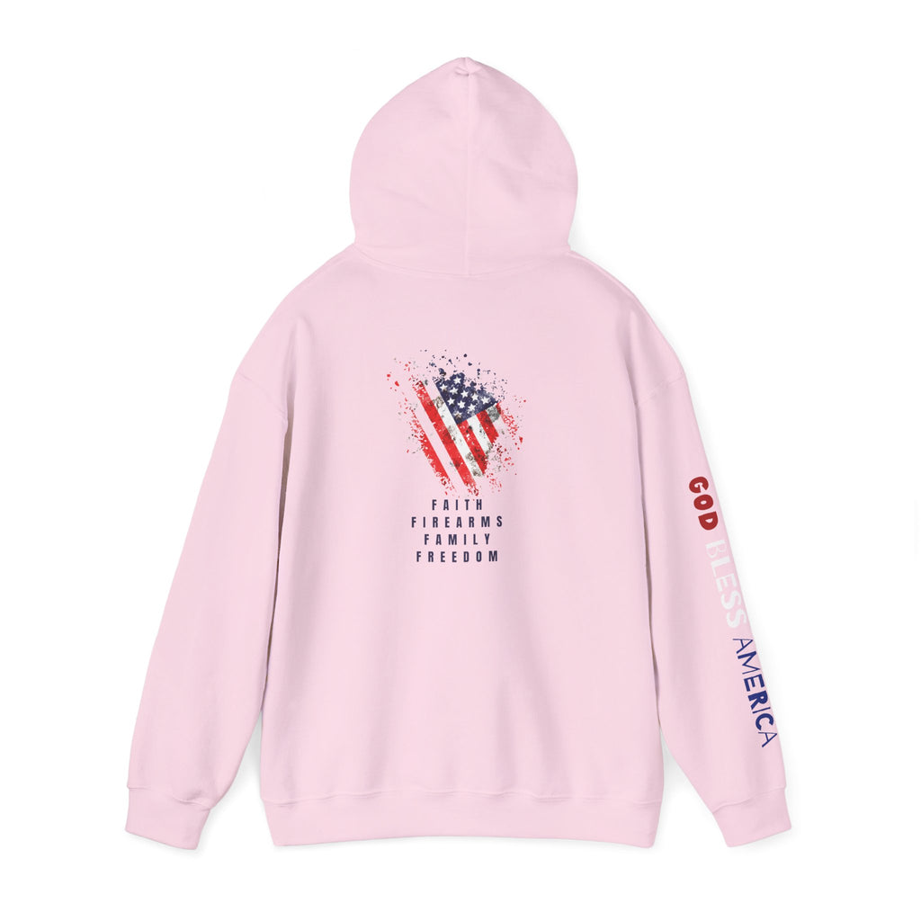 Faith Family Firearms Freedom Hooded Sweatshirt with Faith, Family, Firearms & Freedom Design - Unisex Cozy Wear for Celebrations
