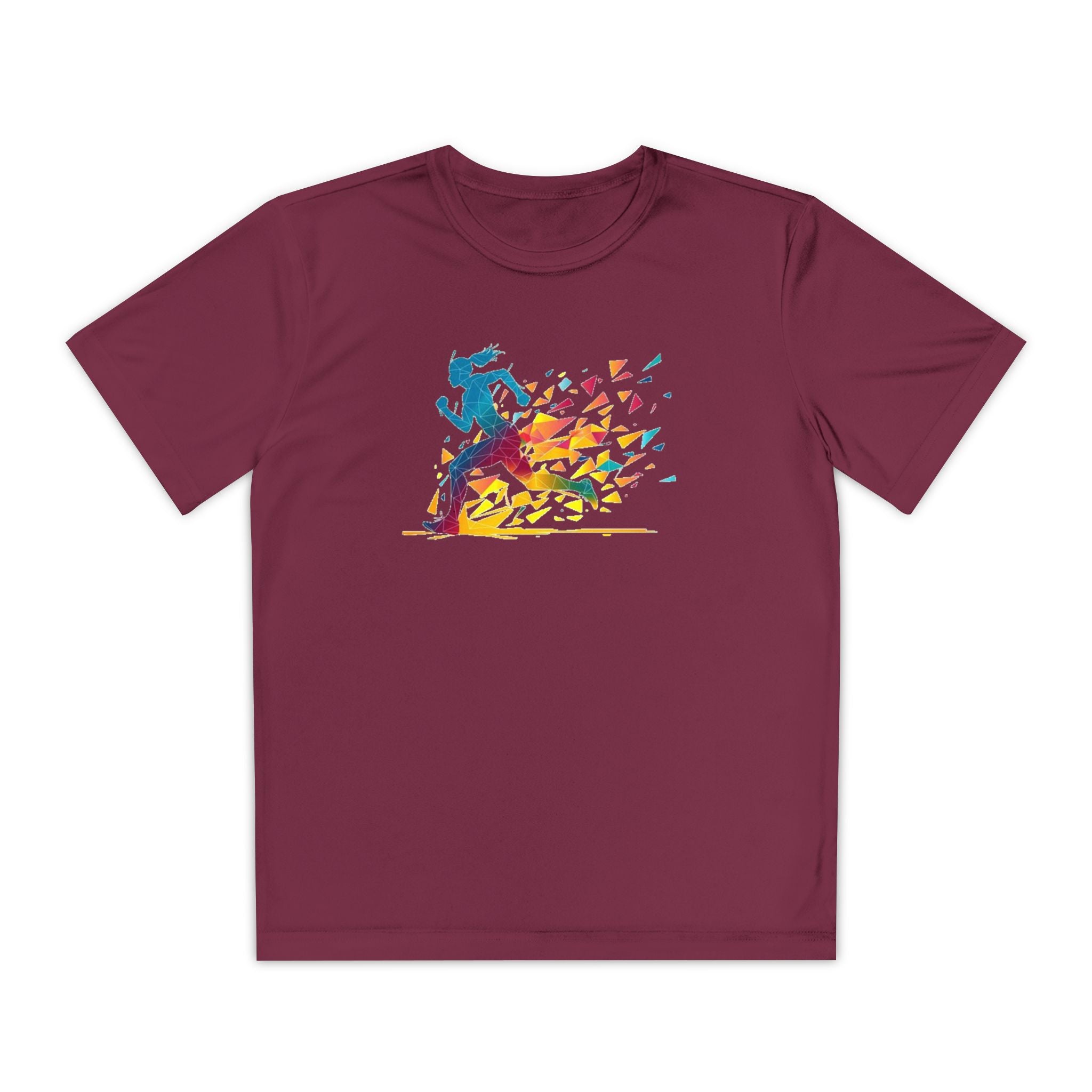 Running Youth T-Shirt Sports Graphic Tee, Cool Athletic Shirt for Kids, Perfect for Sports Events, Team Spirit