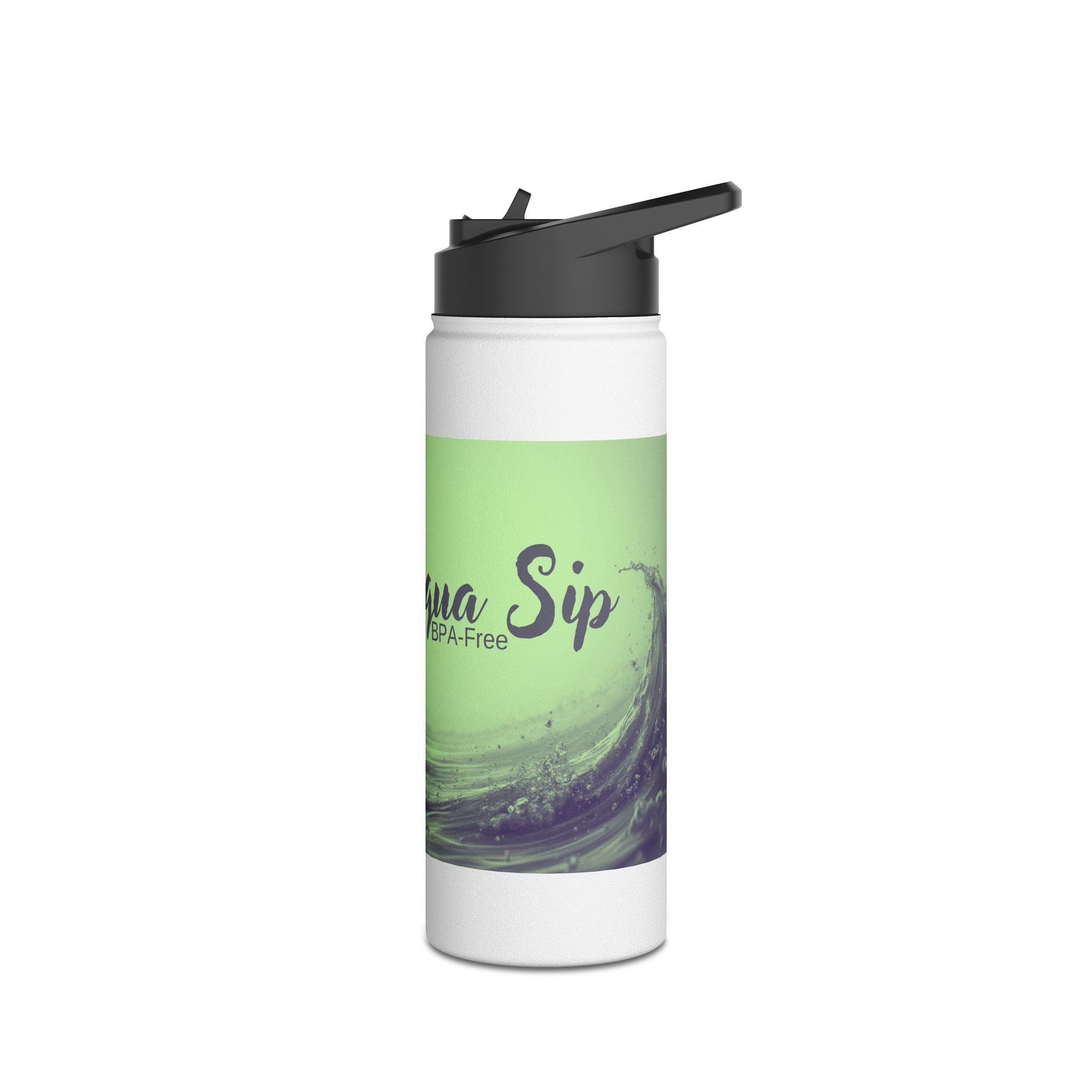 Aqua Wave Stainless Steel Water Bottle, Hydration Gift, Outdoor Adventure, Beach Vibes, Eco-Friendly, Travel Companion