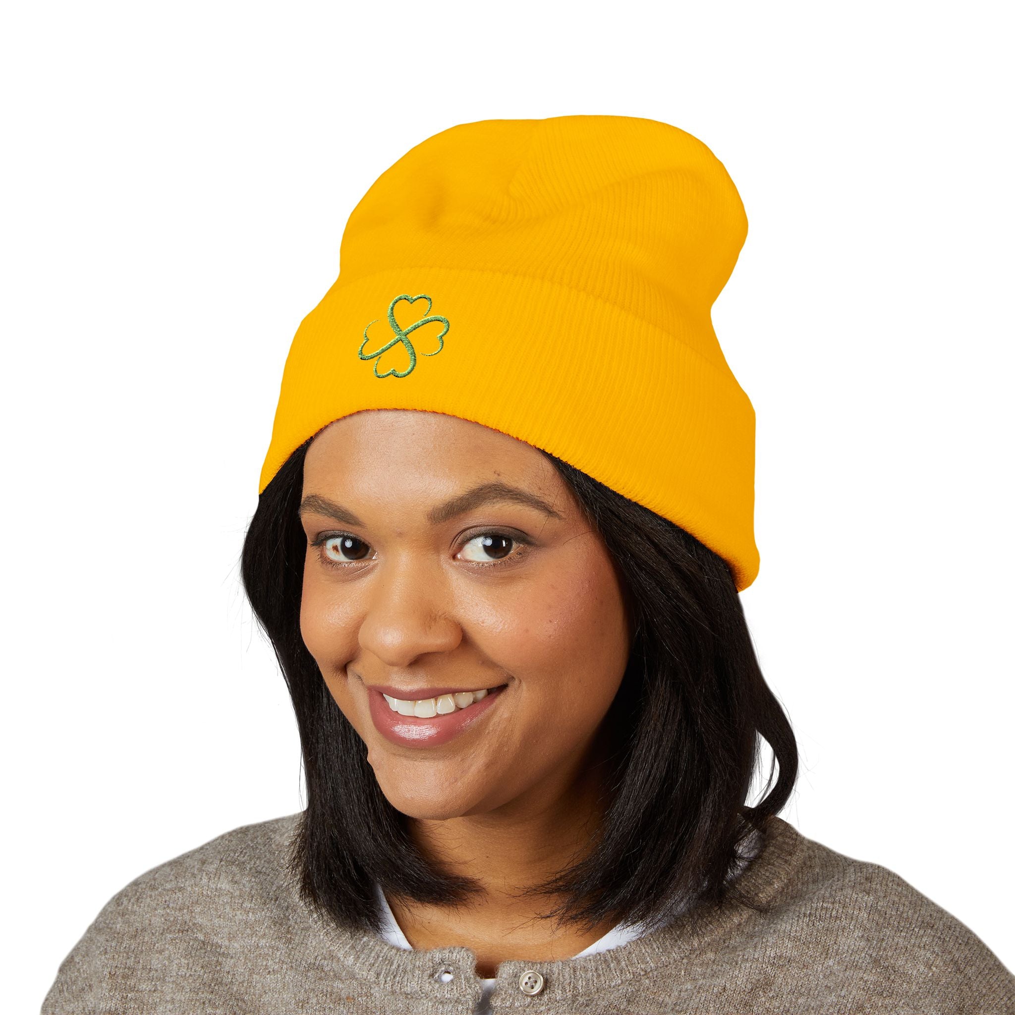 St. Patrick's Day 4-Leaf Clover Embroidered Beanie