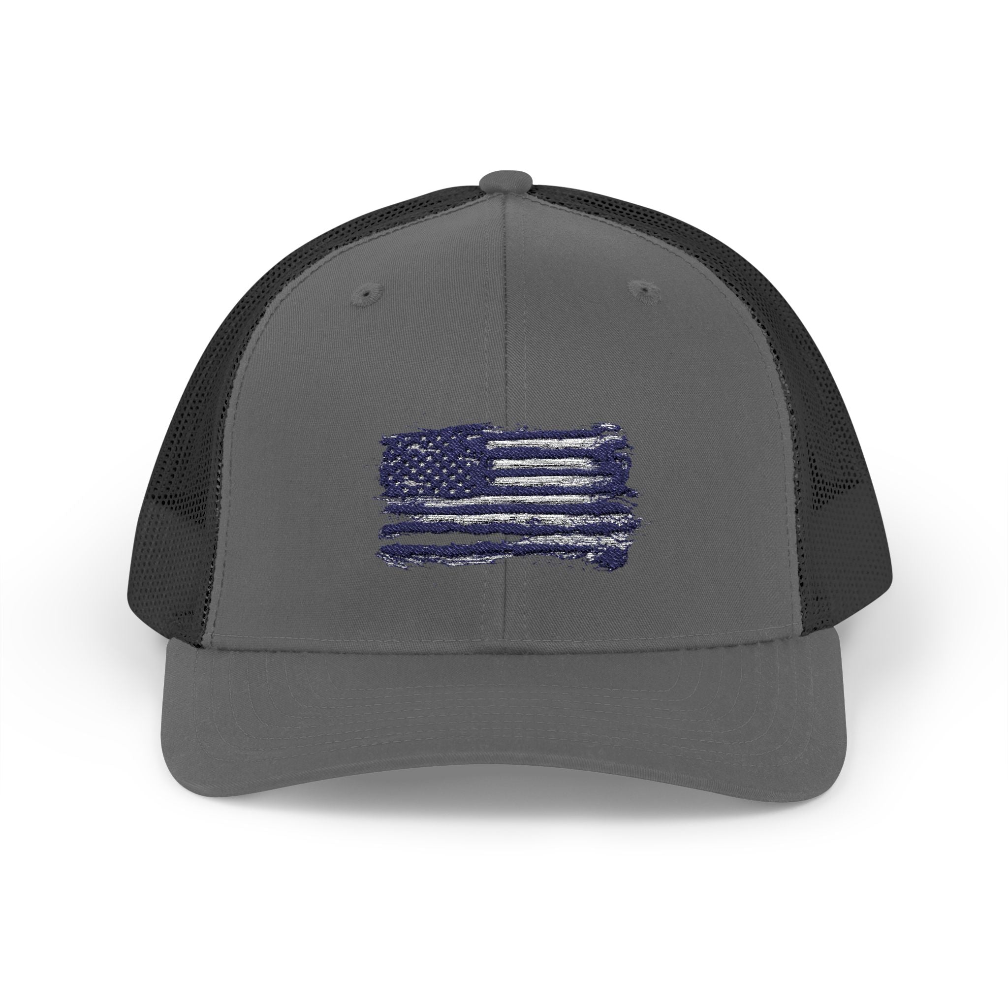 Back The Blue Snapback Trucker Cap with Thin Red Line Design, Ideal for First Responders, Supportive Gifts, Memorials, Everyday Wear