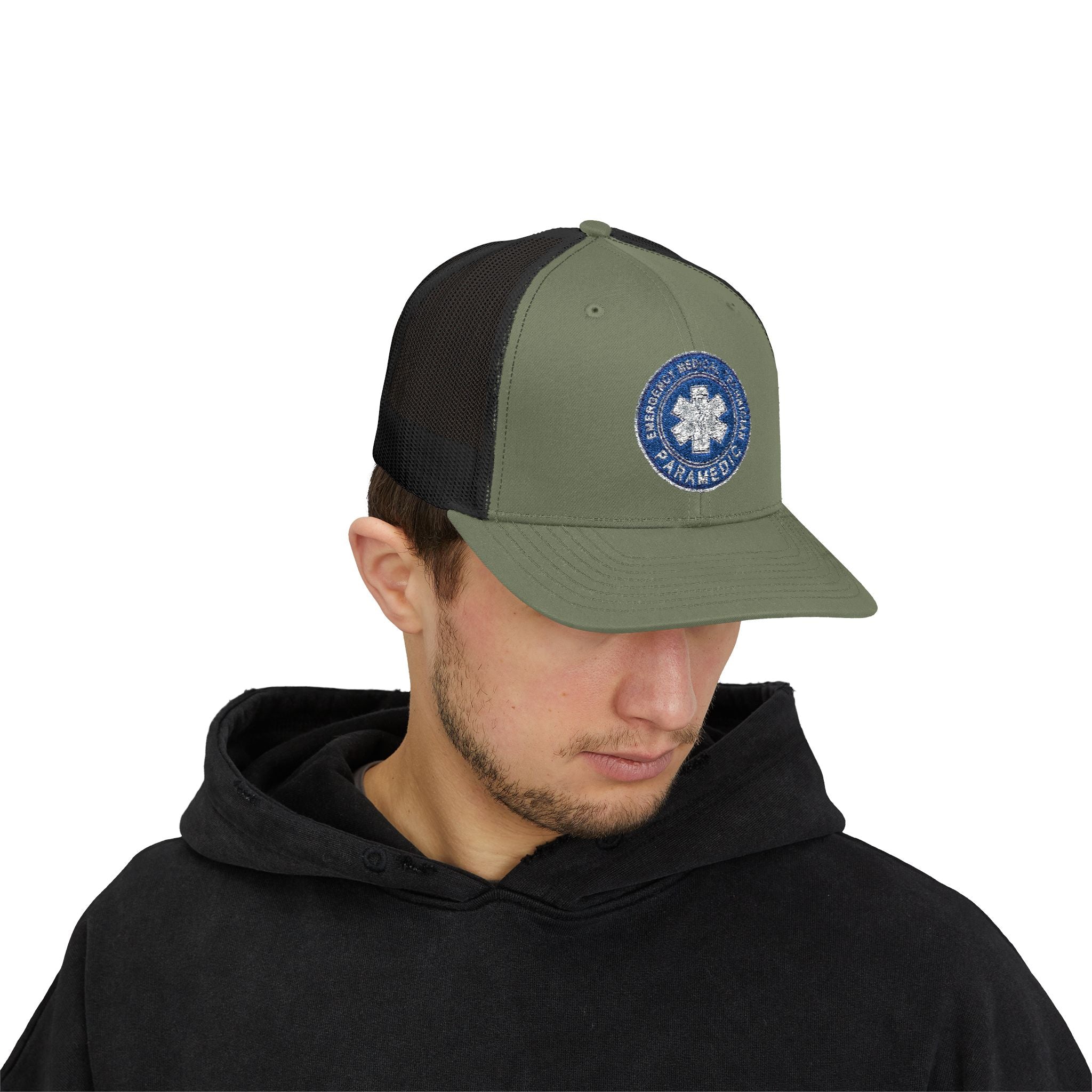 Paramedic Snapback Trucker Cap with Thin Red Line Design, Ideal for First Responders, Supportive Gifts, Memorials, Everyday Wear