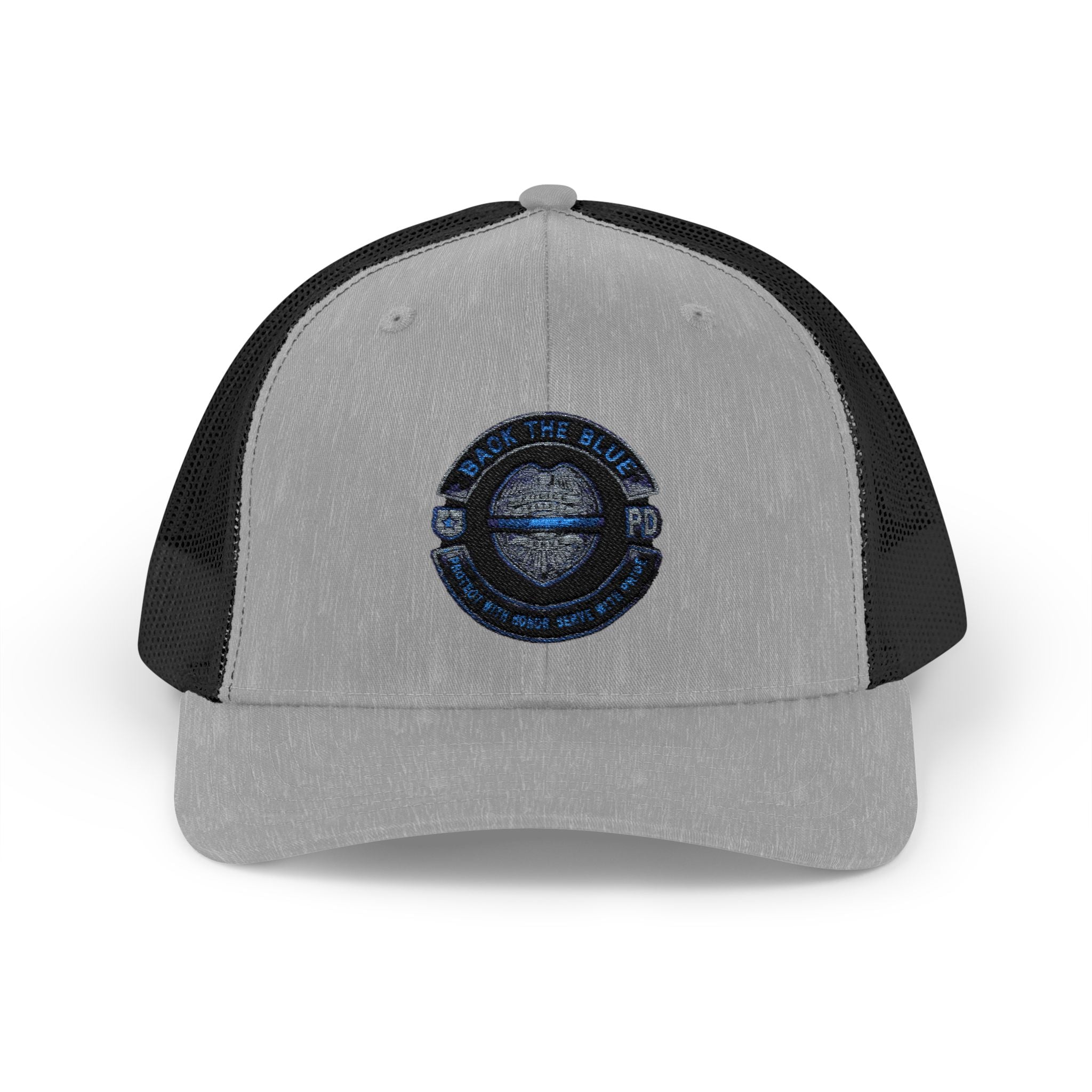Back The Blue Snapback Trucker Cap with Thin Red Line Design, Ideal for First Responders, Supportive Gifts, Memorials, Everyday Wear
