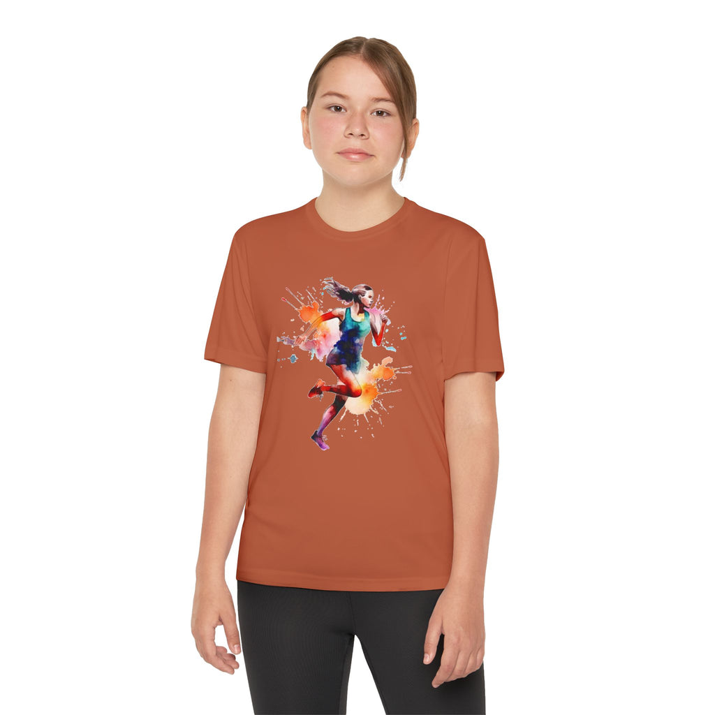 Running Youth T-Shirt Sports Graphic Tee, Cool Athletic Shirt for Kids, Perfect for Sports Events, Team Spirit
