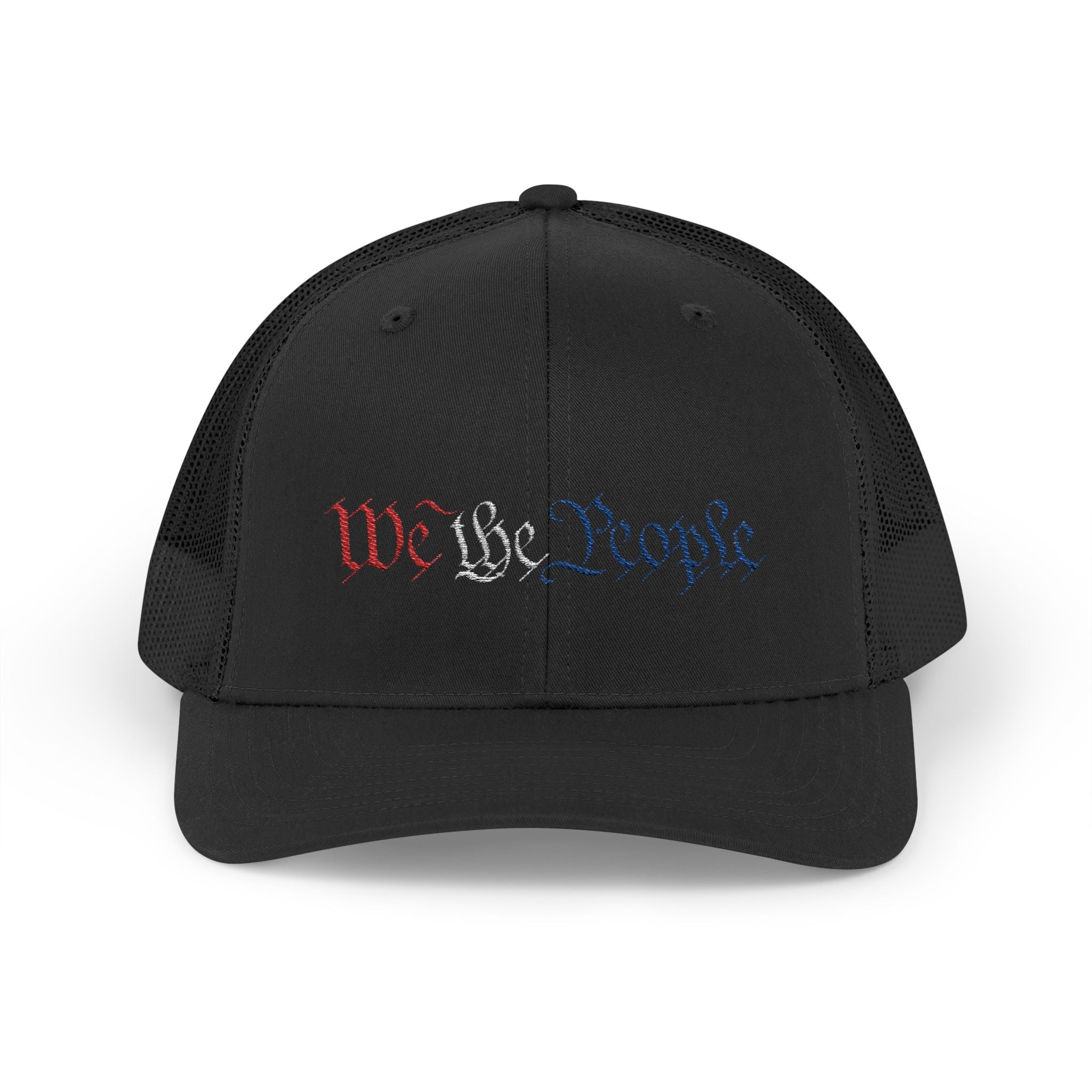 We The People Snapback Trucker Cap with Thin Red Line Design, Ideal for First Responders, Supportive Gifts, Memorials, Everyday Wear
