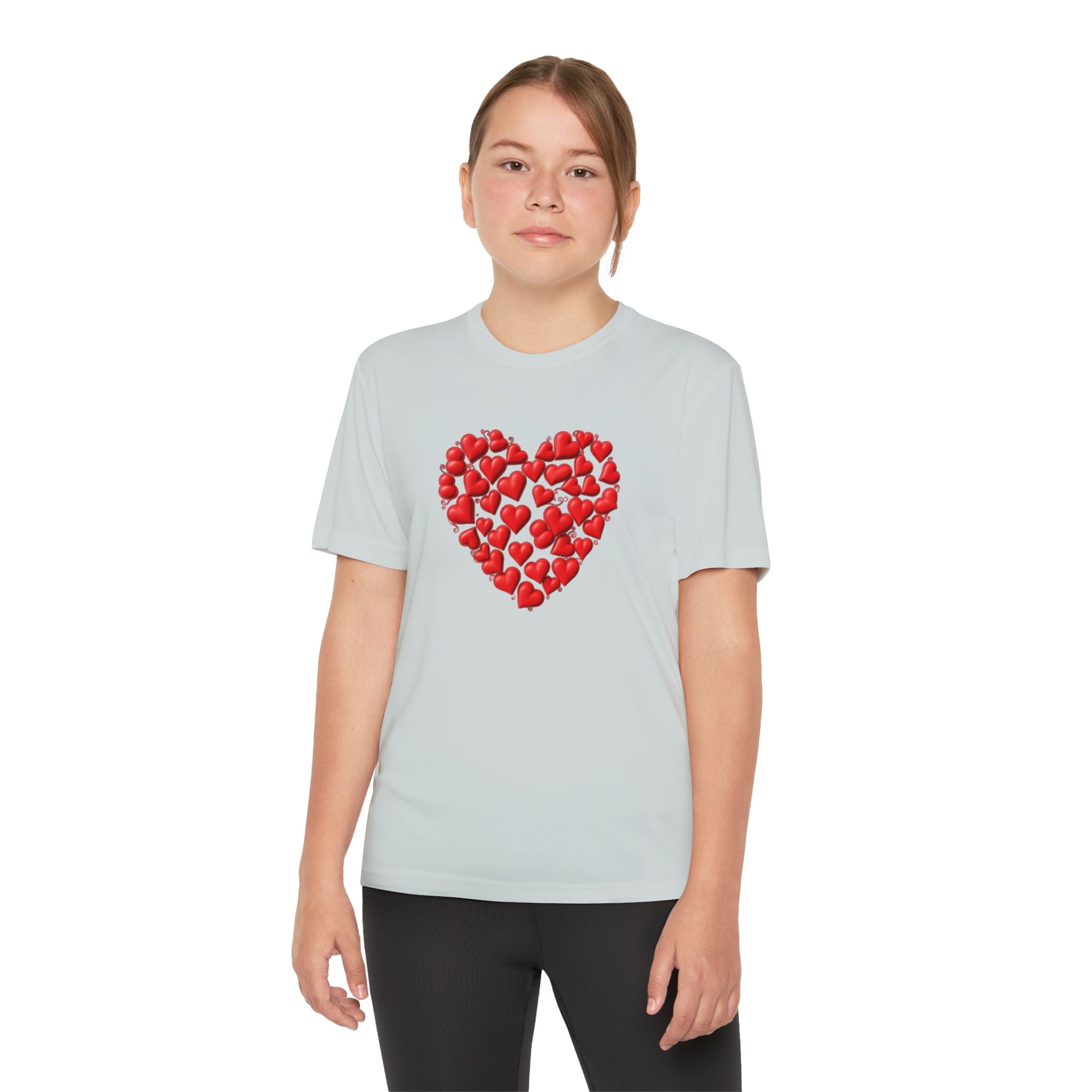 Heart Youth T-Shirt Sports Graphic Tee, Cool Athletic Shirt for Kids, Perfect for Sports Events, Team Spirit