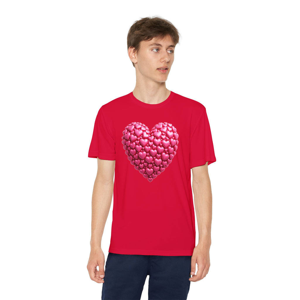 Heart Youth T-Shirt Sports Graphic Tee, Cool Athletic Shirt for Kids, Perfect for Sports Events, Team Spirit