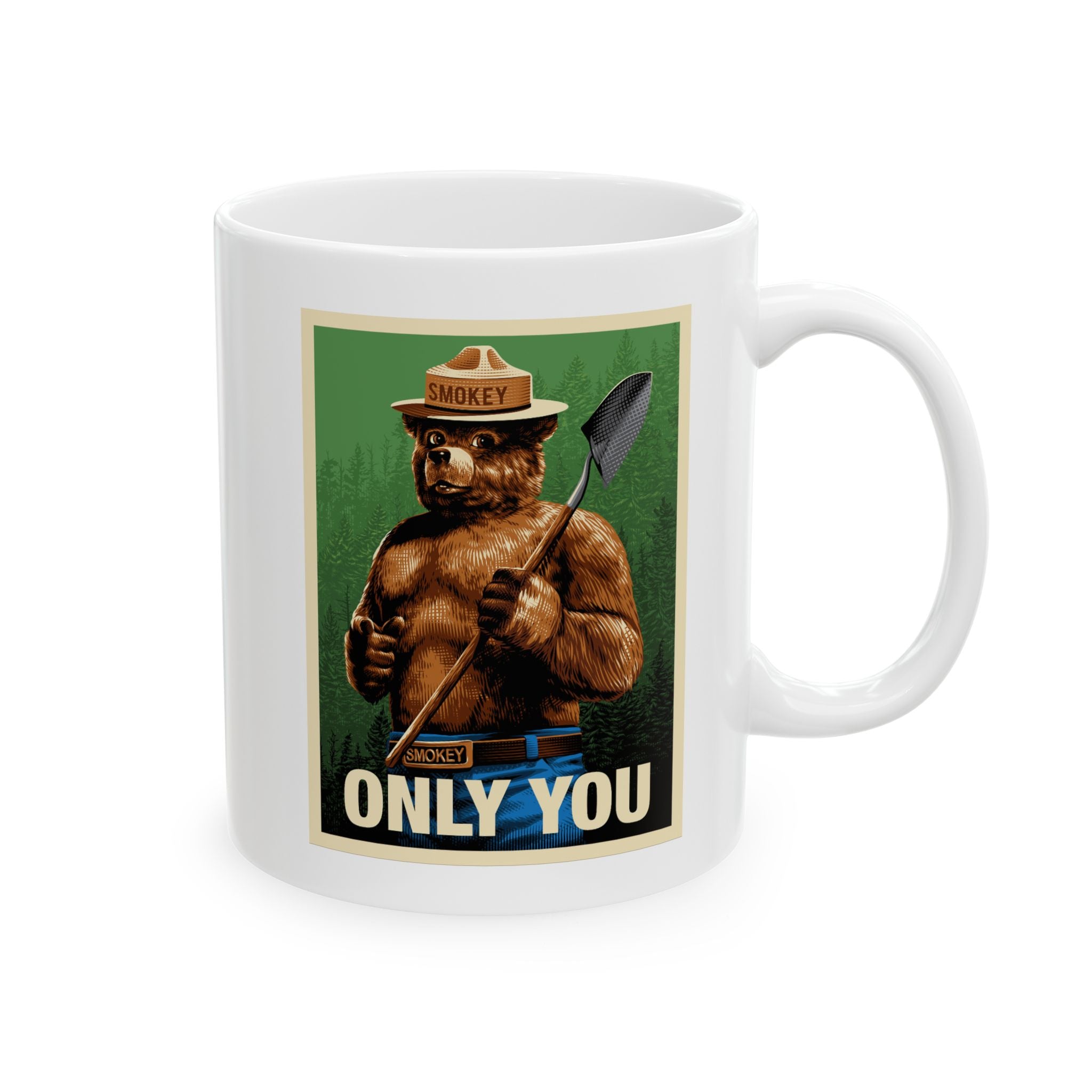 Smokey Bear Firefighter Coffee Mug, Tea Cup, Gift for First Responders, Campfire Enthusiasts, Firefighters Appreciation, Firefighting, Fire