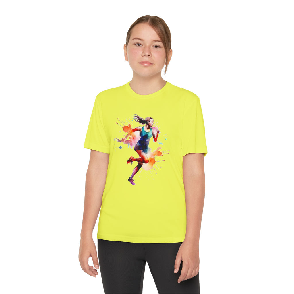 Running Youth T-Shirt Sports Graphic Tee, Cool Athletic Shirt for Kids, Perfect for Sports Events, Team Spirit