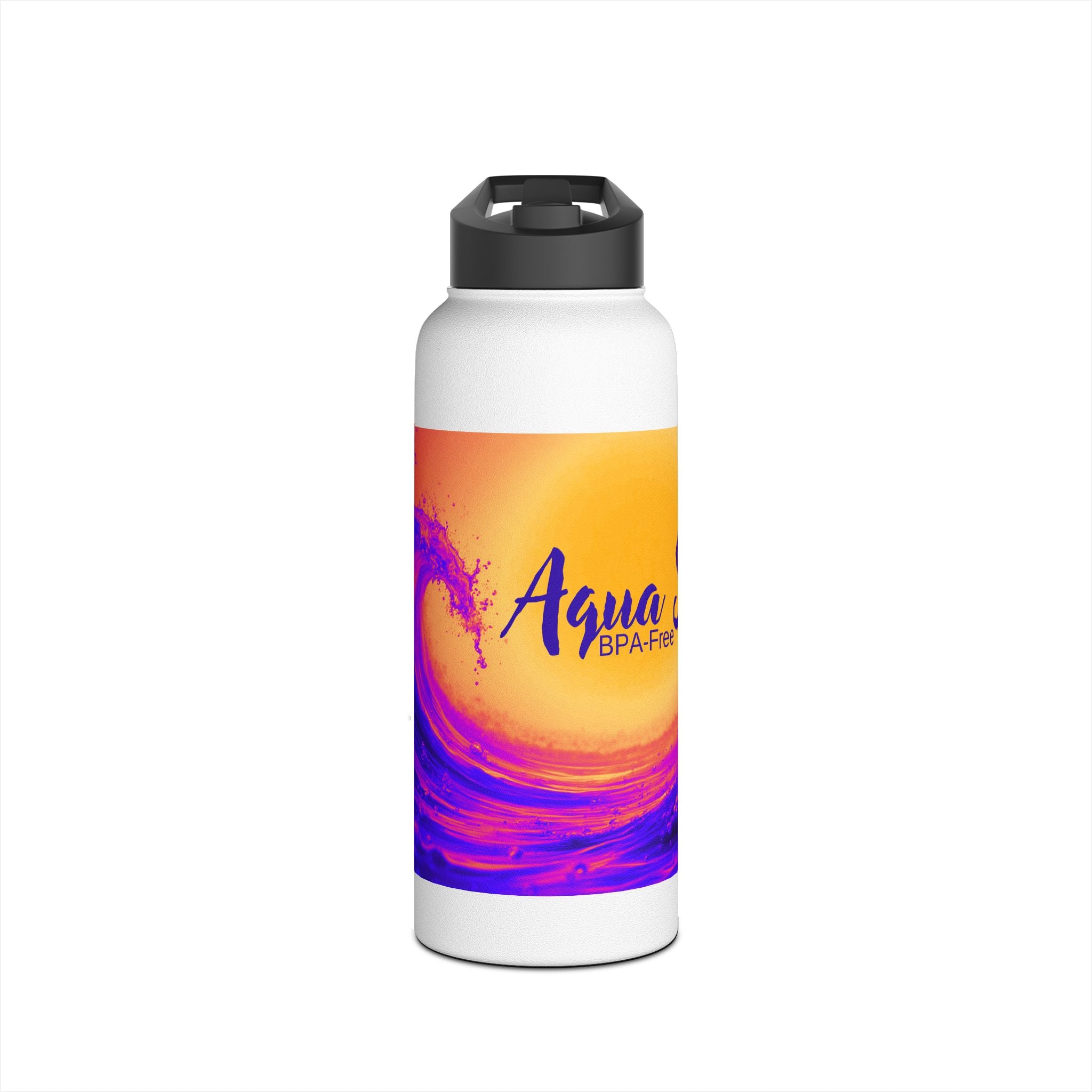Aqua Wave Stainless Steel Water Bottle, Hydration Gift, Outdoor Adventure, Beach Vibes, Eco-Friendly, Travel Companion
