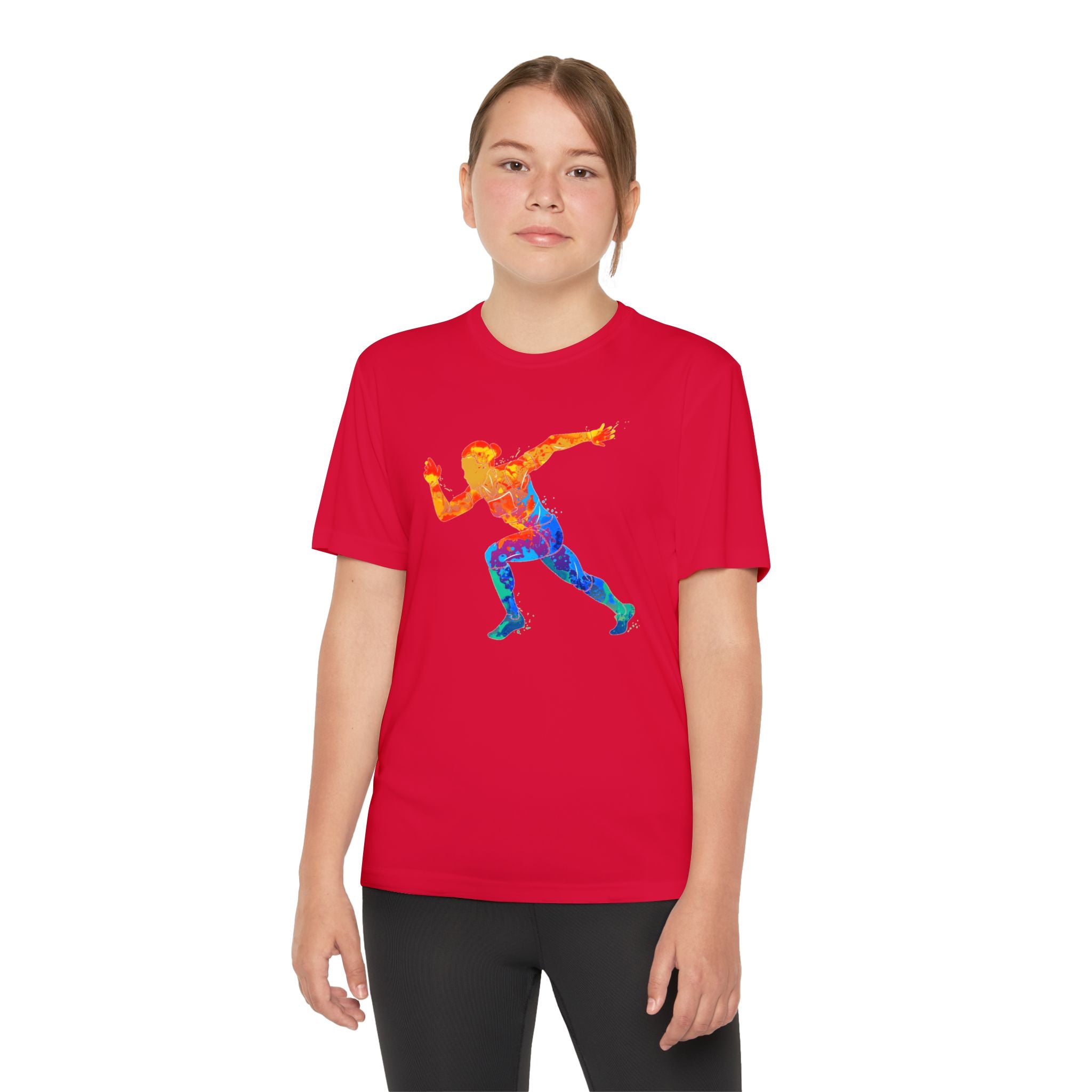 Running Youth T-Shirt Sports Graphic Tee, Cool Athletic Shirt for Kids, Perfect for Sports Events, Team Spirit