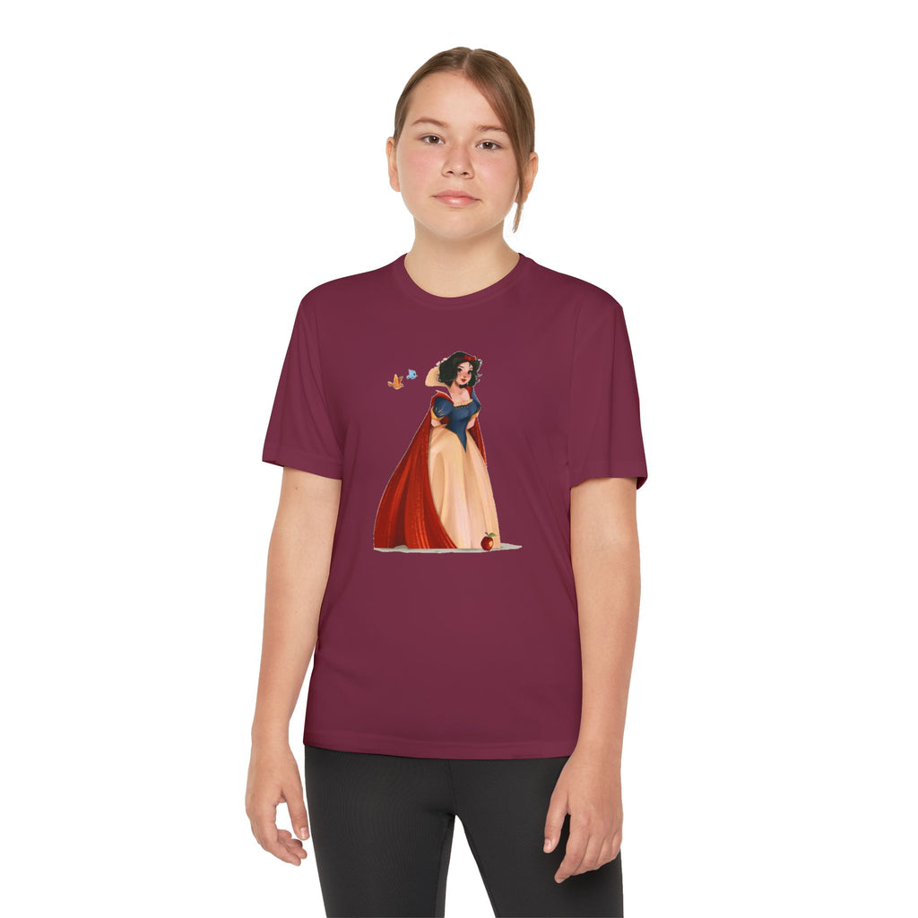 Snow White Youth T-Shirt Sports Graphic Tee, Cool Athletic Shirt for Kids, Perfect for Sports Events, Team Spirit