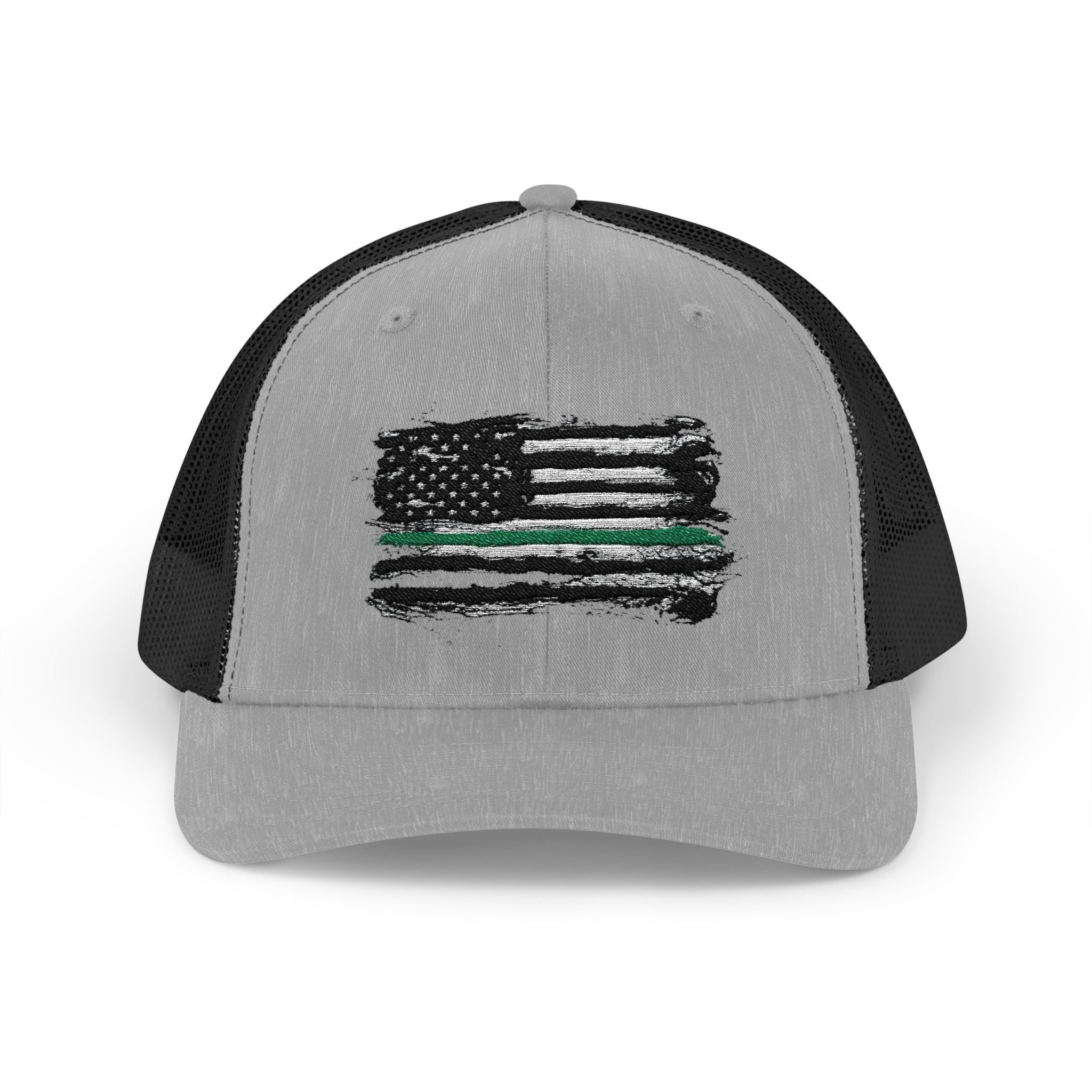 Thin Green Line Patriotic Snapback Trucker Cap with Thin Red Line Design, Ideal for First Responders, Supportive Gifts, Everyday Wear