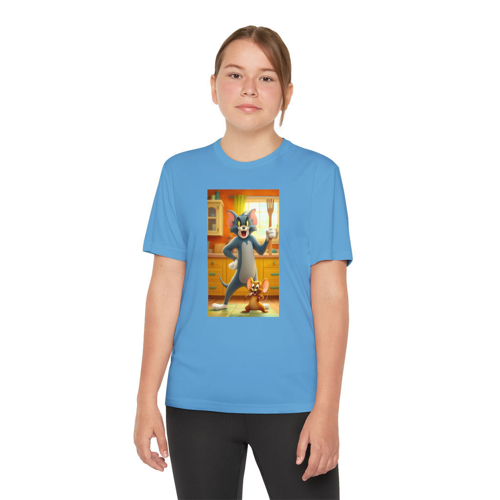 Youth Competitor Tee with Tom And Jerry design, Cartoon Graphic Kid's T-Shirt, Kids Tee, Children's Clothing, Funny Tee for Boys and Girls