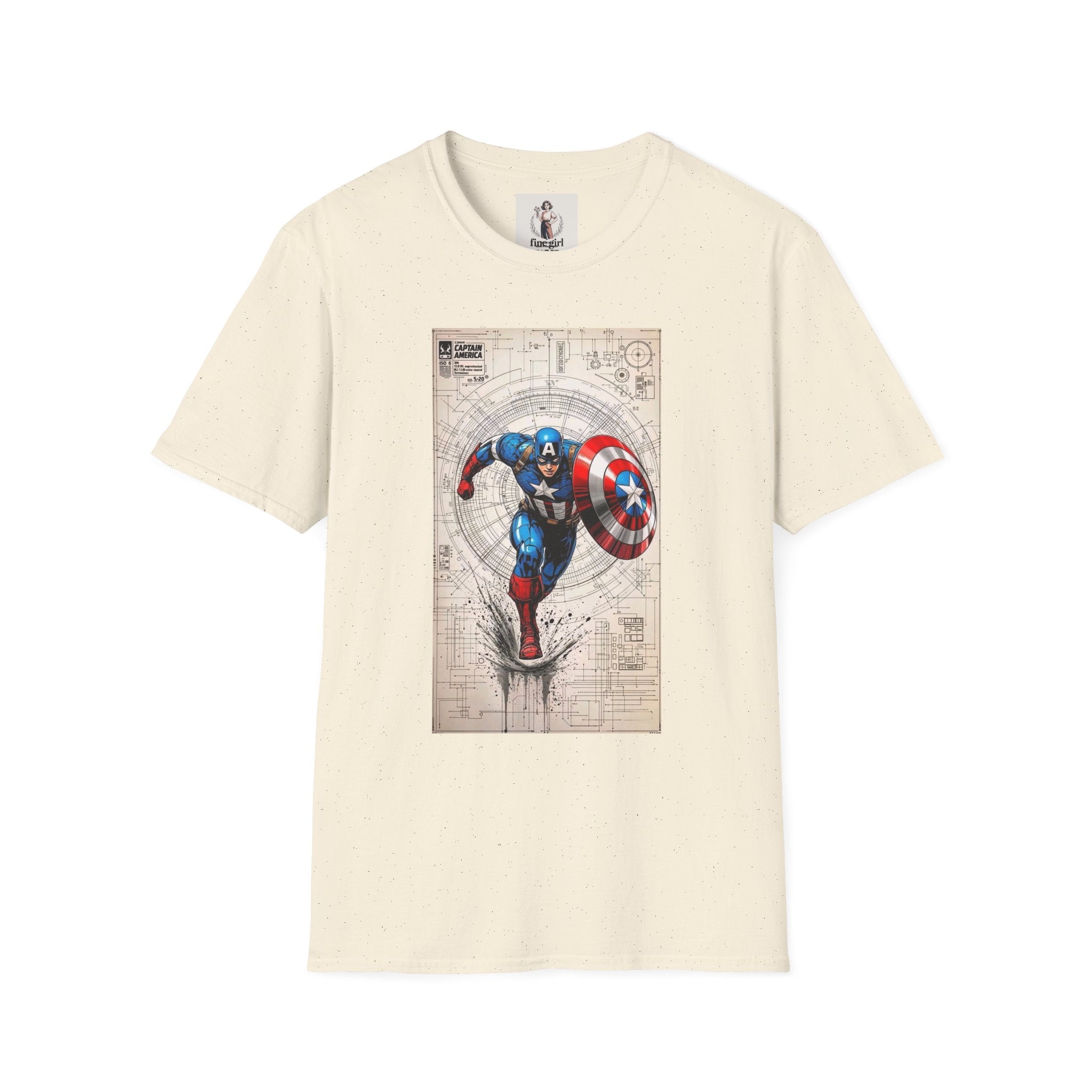 Captain America Superhero Marvel Unisex Softstyle T-Shirt, Comic Book Tee, Graphic Novel Shirt, Geeky Clothing, Cosplay Costume Top