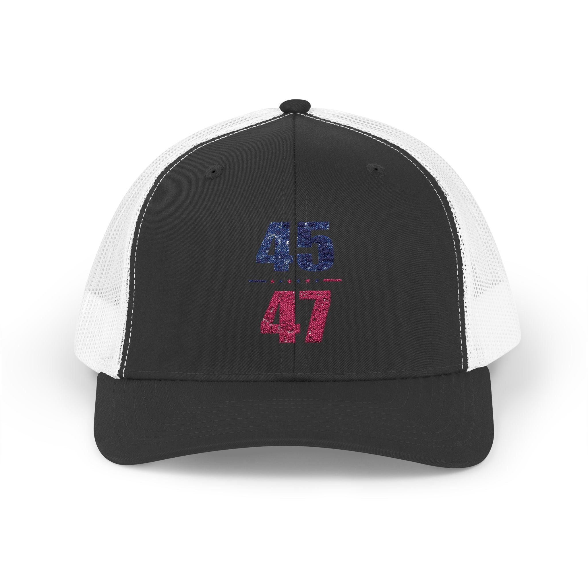 45 / 47 Patriotic Snapback Trucker Cap with Thin Red Line Design, Ideal for First Responders, Supportive Gifts, Memorials, Everyday Wear