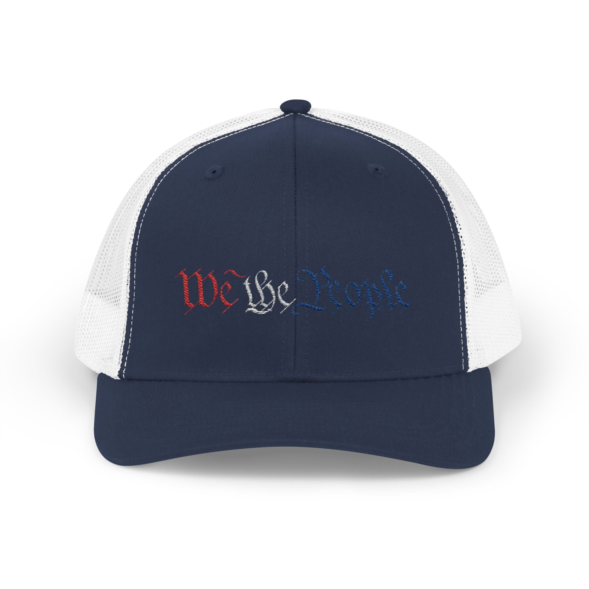 We The People Snapback Trucker Cap with Thin Red Line Design, Ideal for First Responders, Supportive Gifts, Memorials, Everyday Wear