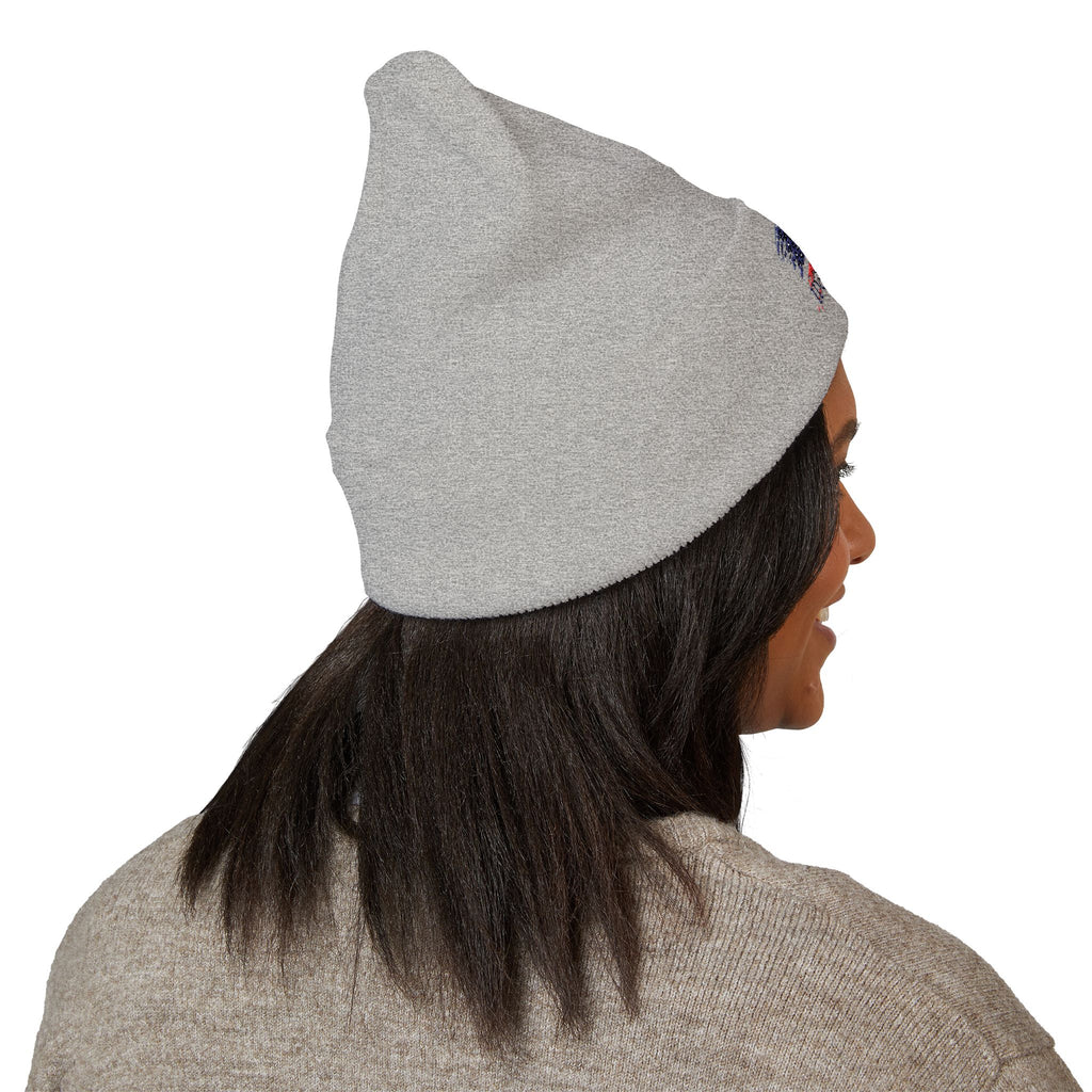 Embroidered Patriotic Beanie, USA Flag Knit Cap, American Pride Winter Hat, Red White Blue Headwear, Independence Day Gift