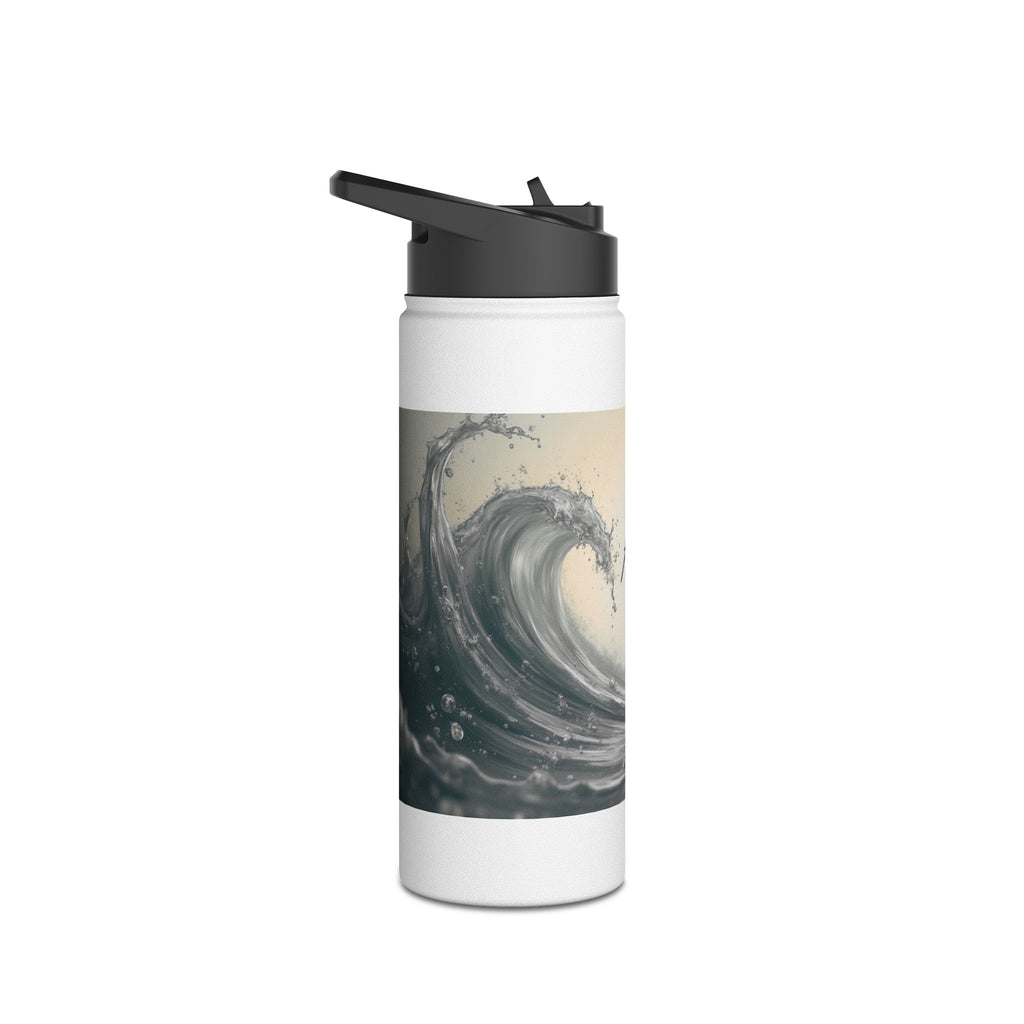 Aqua Wave Stainless Steel Water Bottle, Hydration Gift, Outdoor Adventure, Beach Vibes, Eco-Friendly, Travel Companion