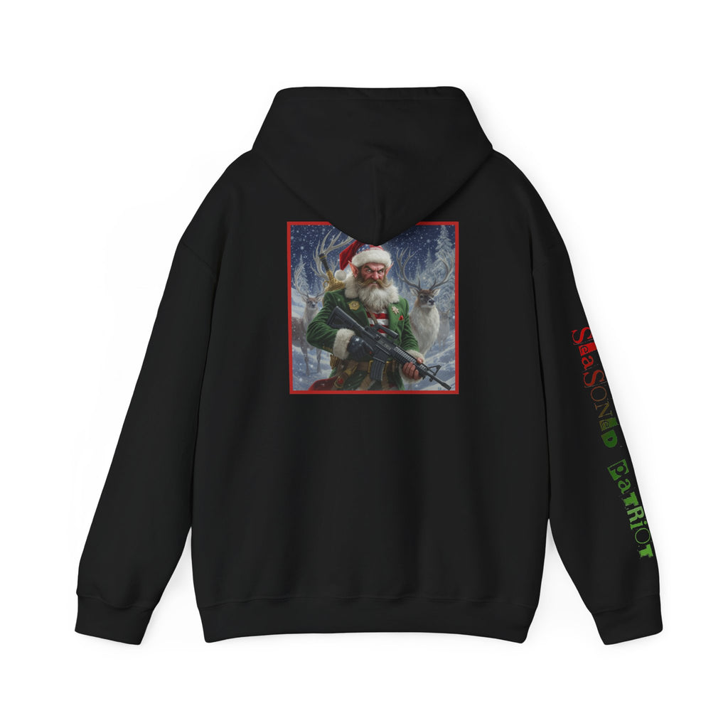 Christmas Elf Patriotic USA Hoodie, Sweatshirt, Unisex Hooded Pullover, Holiday Outerwear, Festive Winter Apparel