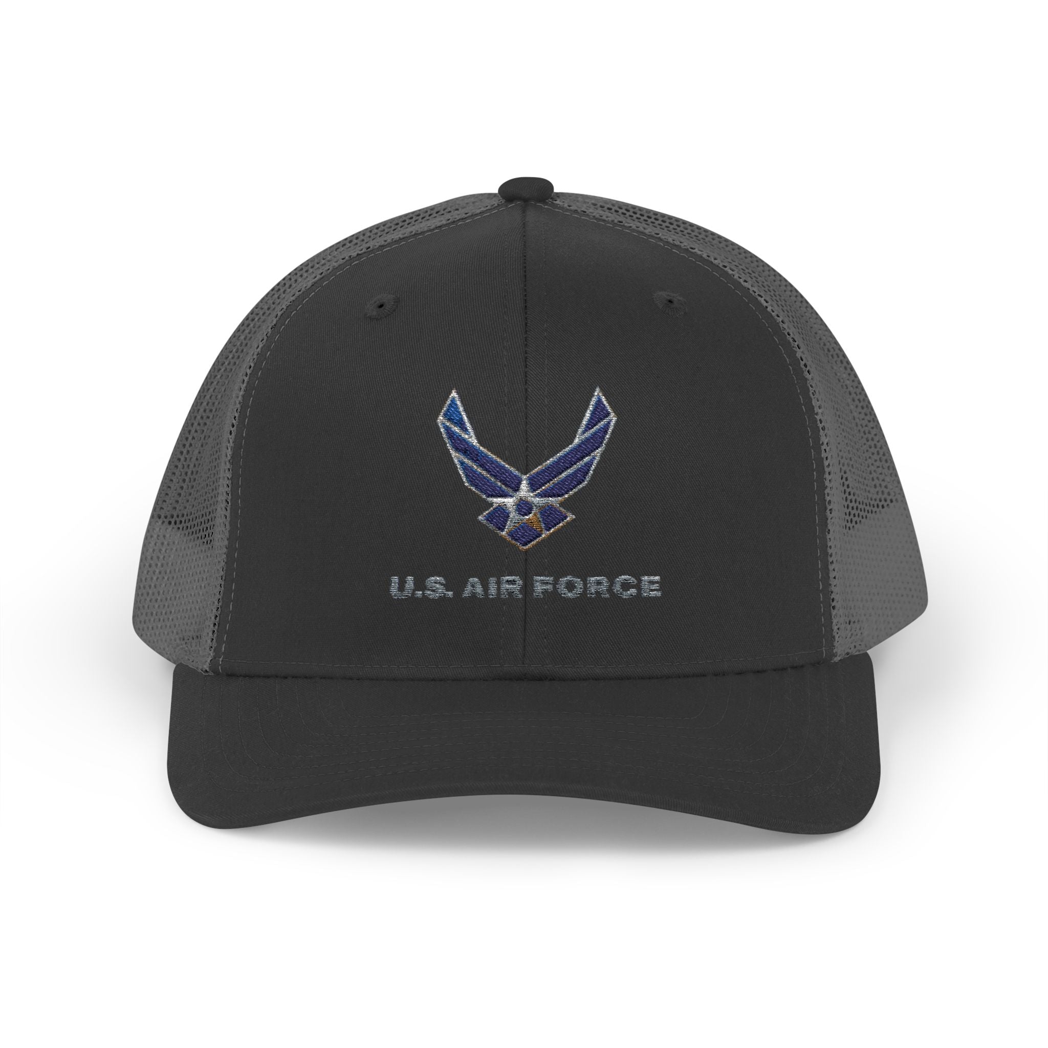 US Air Force Snapback Trucker Cap with Thin Red Line Design, Ideal for First Responders, Supportive Gifts, Memorials, Everyday Wear