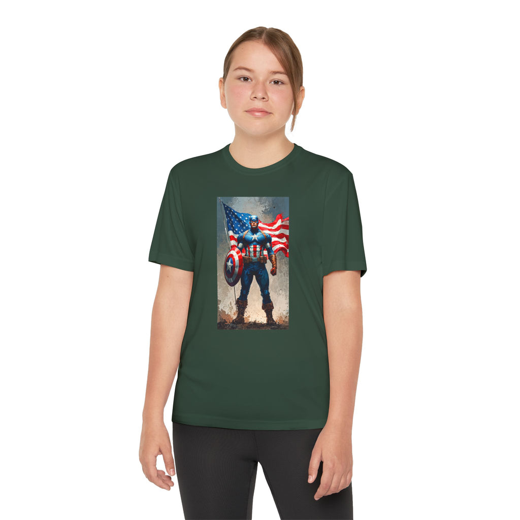 Captain America Superhero Marvel Patriotic, Kids Graphic T-Shirt, Boys Hero Top, Girls Comic Book Clothing, Birthday