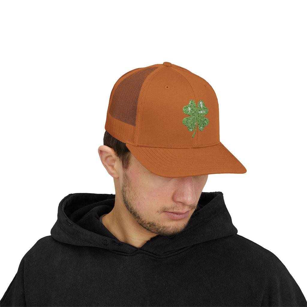 St. Patrick's Day Lucky 4-Leaf Clover Snapback Trucker Cap