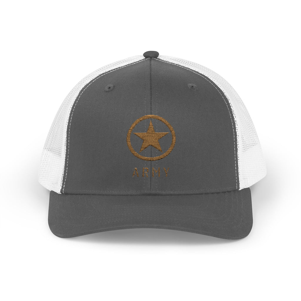 US Army Snapback Trucker Cap with Thin Red Line Design, Ideal for First Responders, Supportive Gifts, Memorials, Everyday Wear
