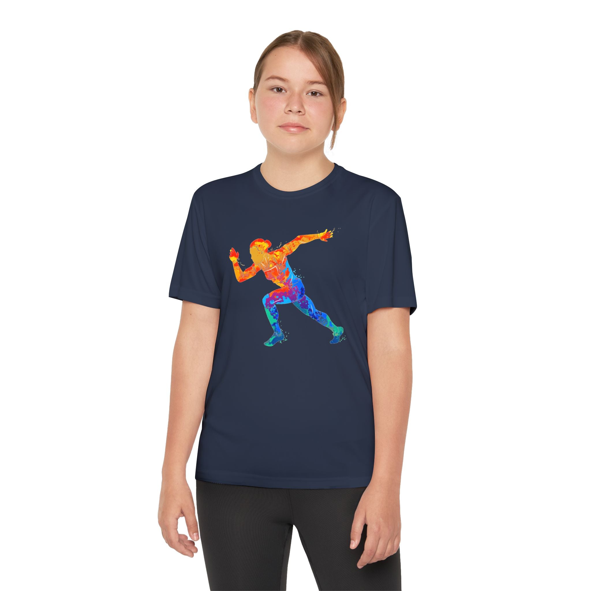 Running Youth T-Shirt Sports Graphic Tee, Cool Athletic Shirt for Kids, Perfect for Sports Events, Team Spirit