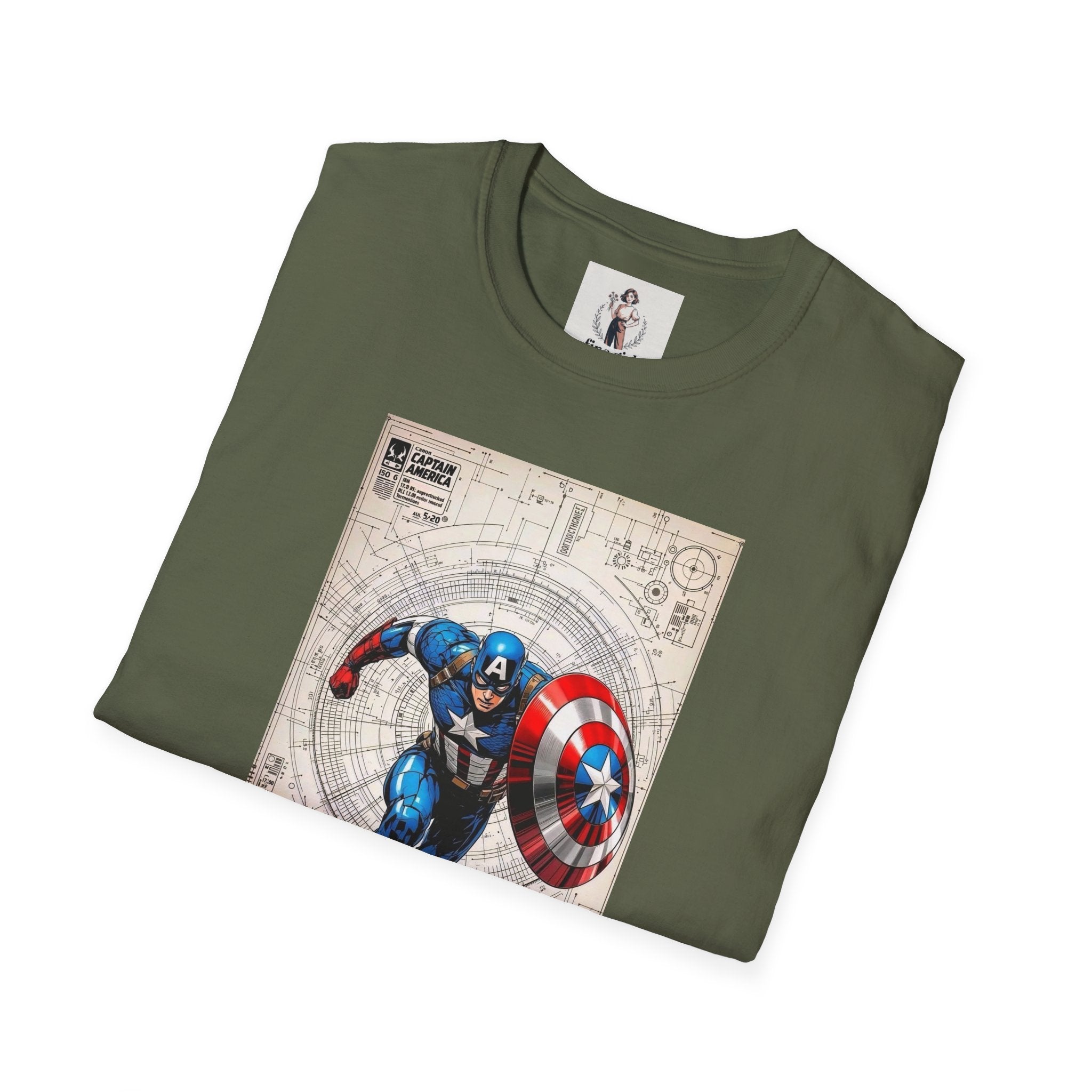 Captain America Superhero Marvel Unisex Softstyle T-Shirt, Comic Book Tee, Graphic Novel Shirt, Geeky Clothing, Cosplay Costume Top