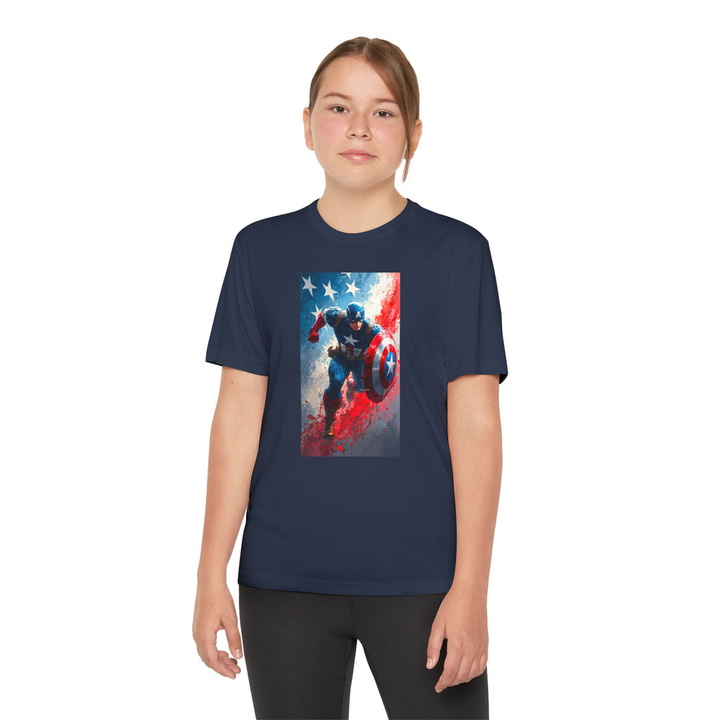 Captain America Superhero Marvel Patriotic, Kids Graphic T-Shirt, Boys Hero Top, Girls Comic Book Clothing, Birthday
